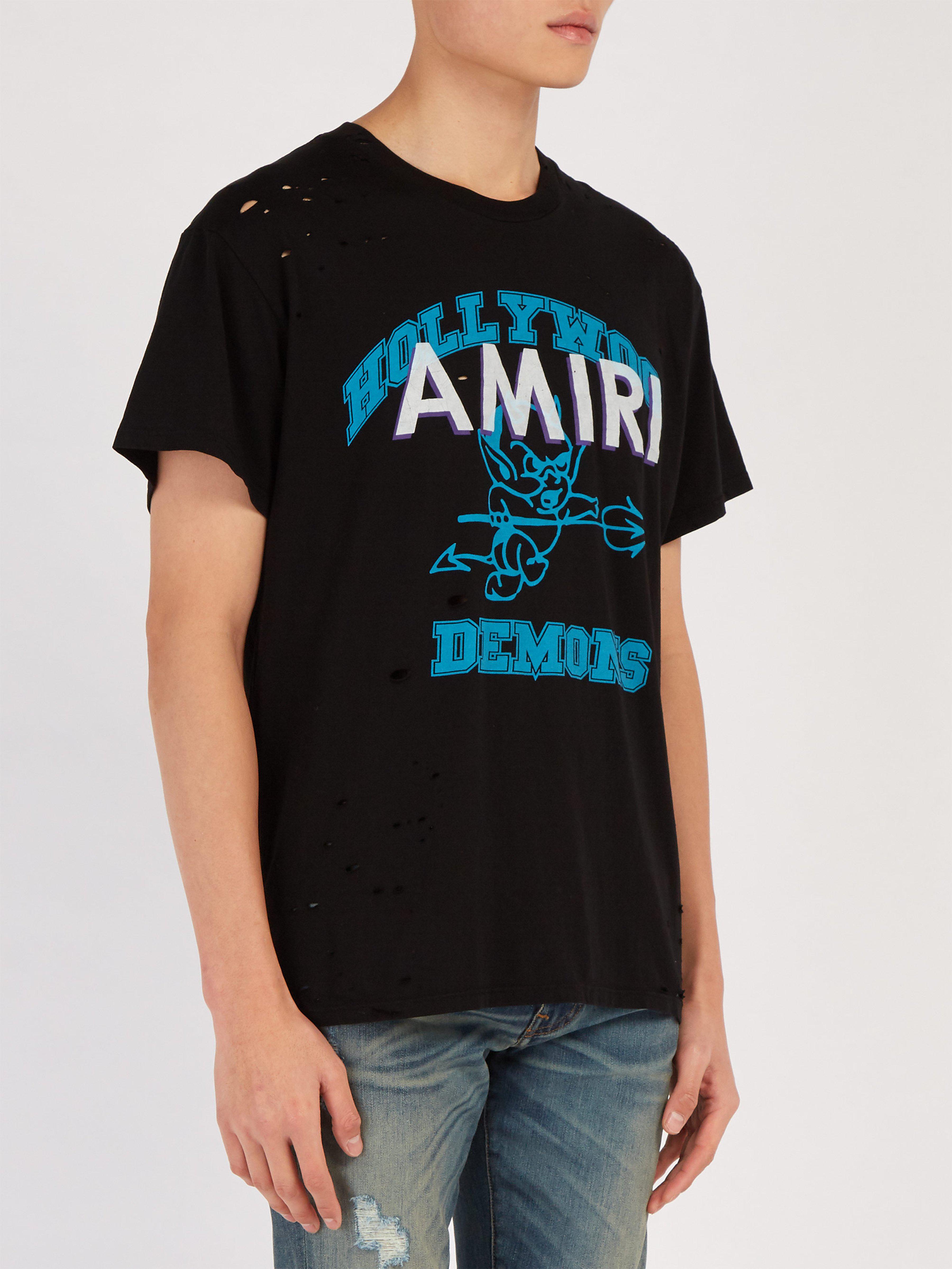 Amiri Hollywood Demons Print Cotton T 