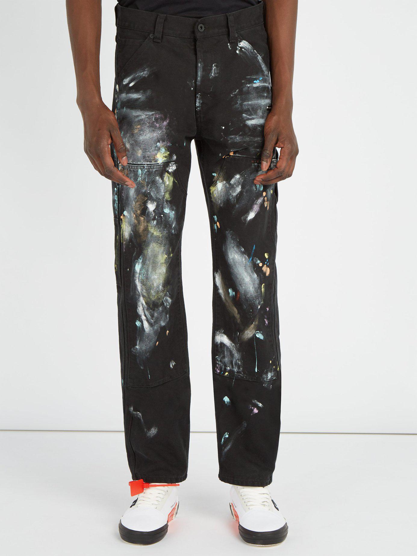 Off-White c/o Virgil Abloh Carpenter Paint-smudge Jeans in Black for Men |  Lyst