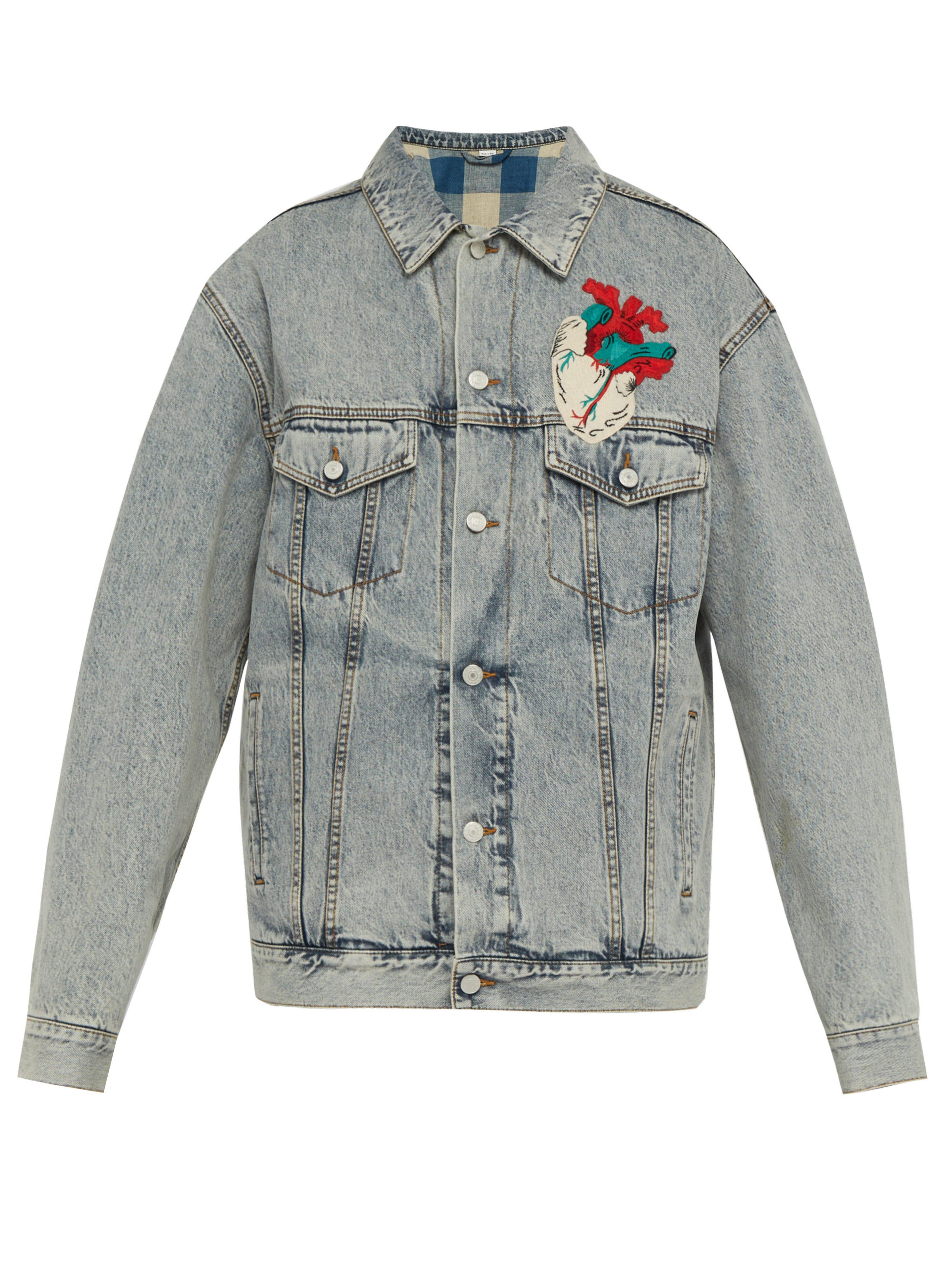 Heart Appliqué Oversized Denim Jacket 