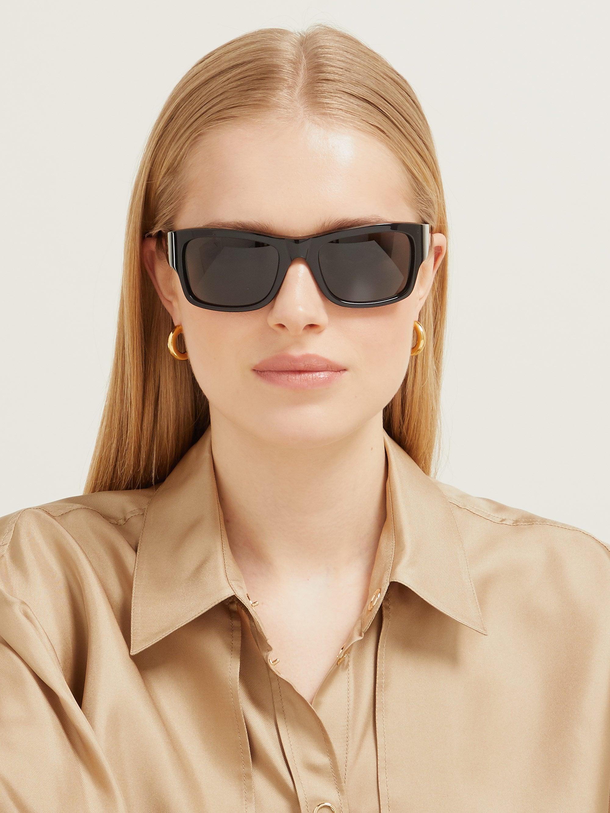 Rectangular-frame acetate sunglasses