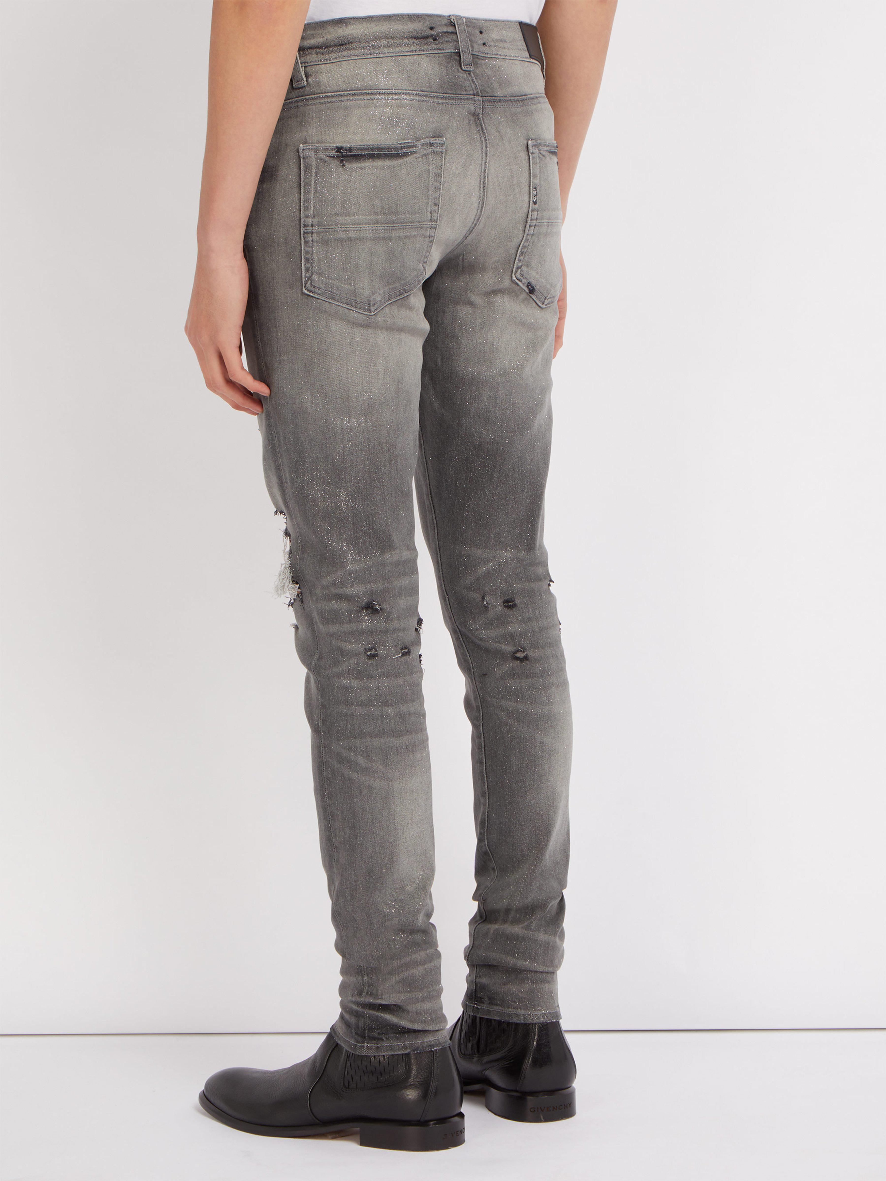 Amiri Denim Glitter Skinny Fit Jeans in Grey (Grey) for Men Lyst