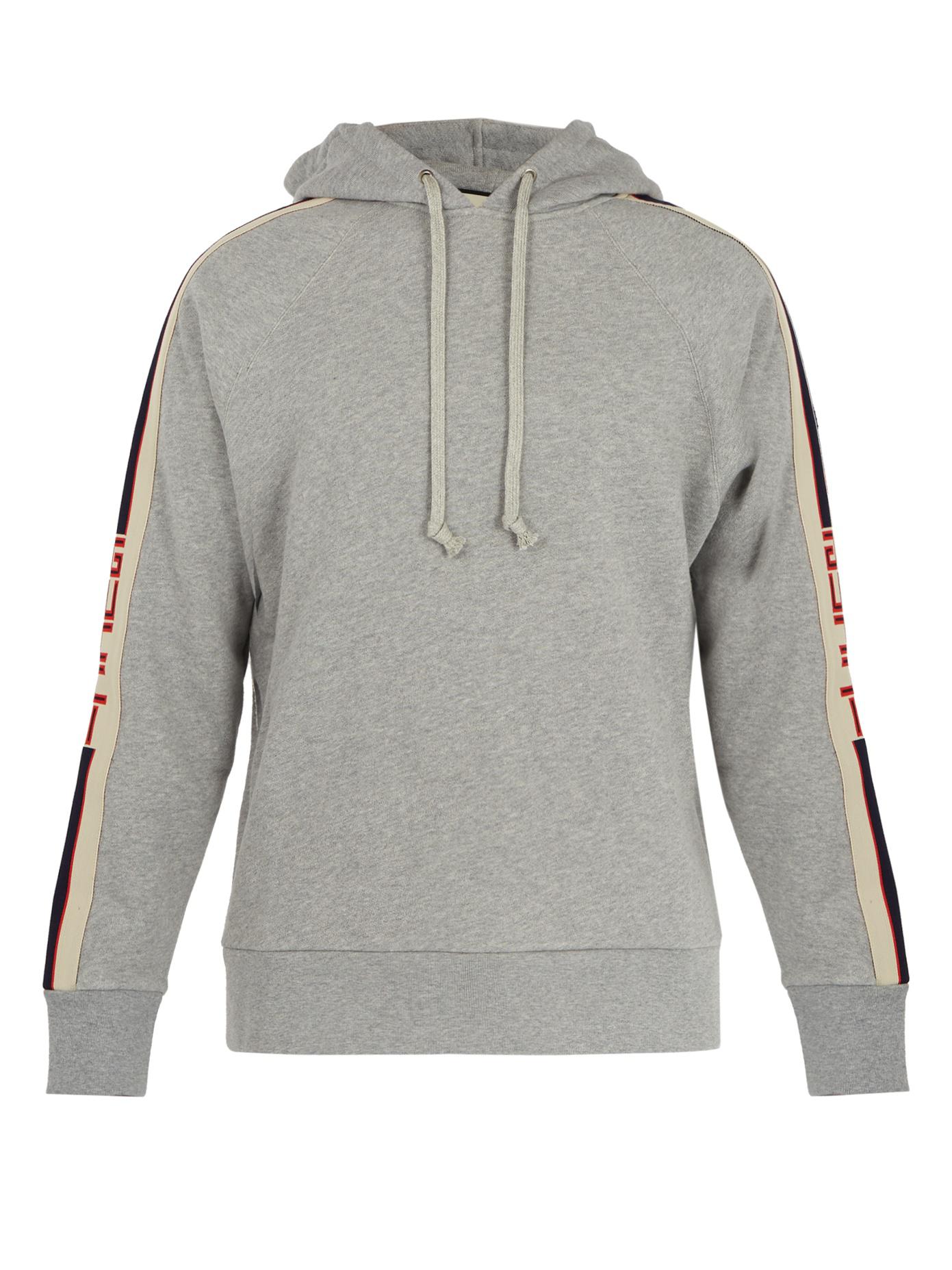 Lyst - Gucci Logo-jacquard Hooded Cotton Sweatshirt in Gray for Men