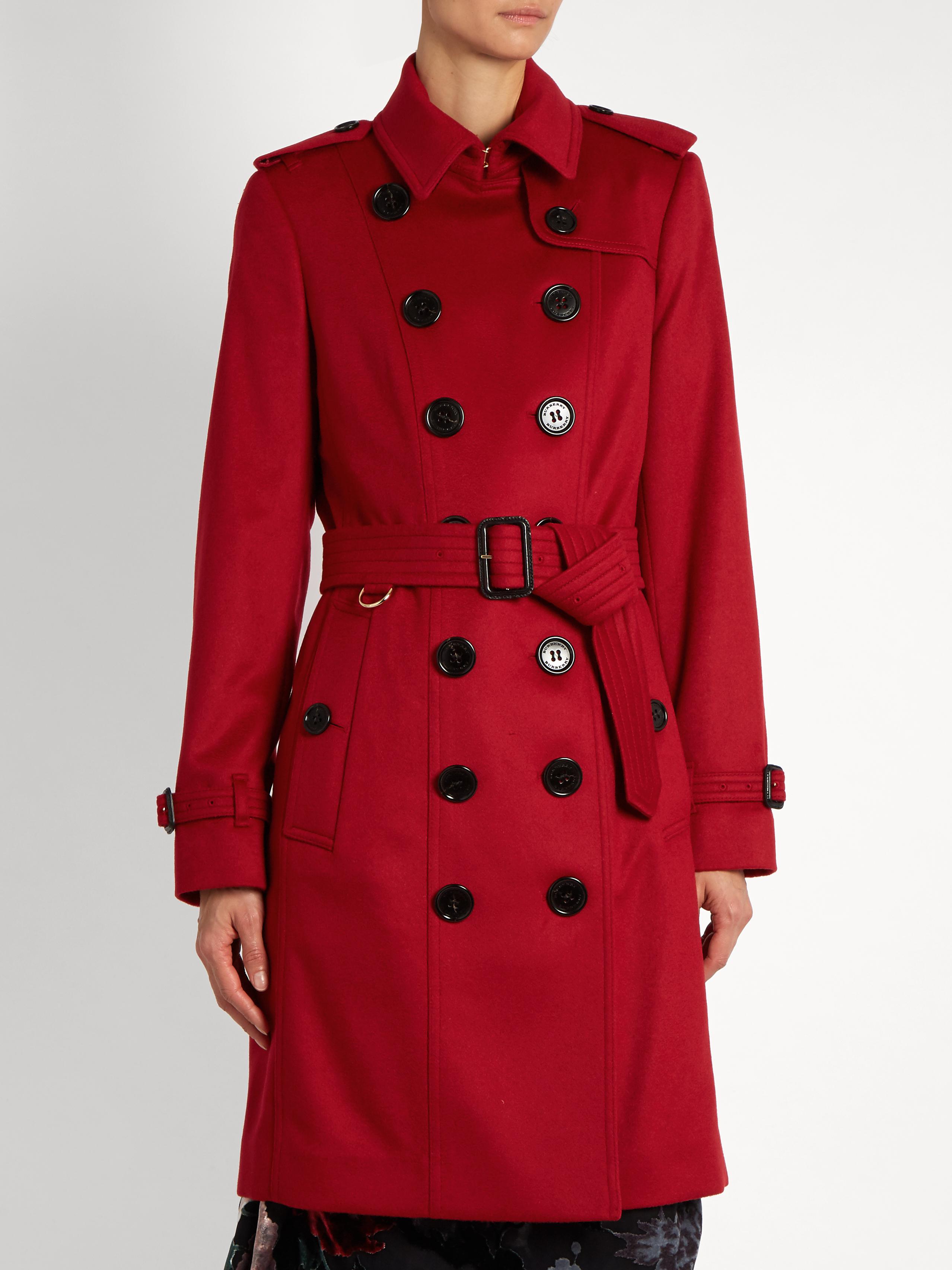 Burberry Sandringham Long Cashmere Trench Coat in Red - Lyst
