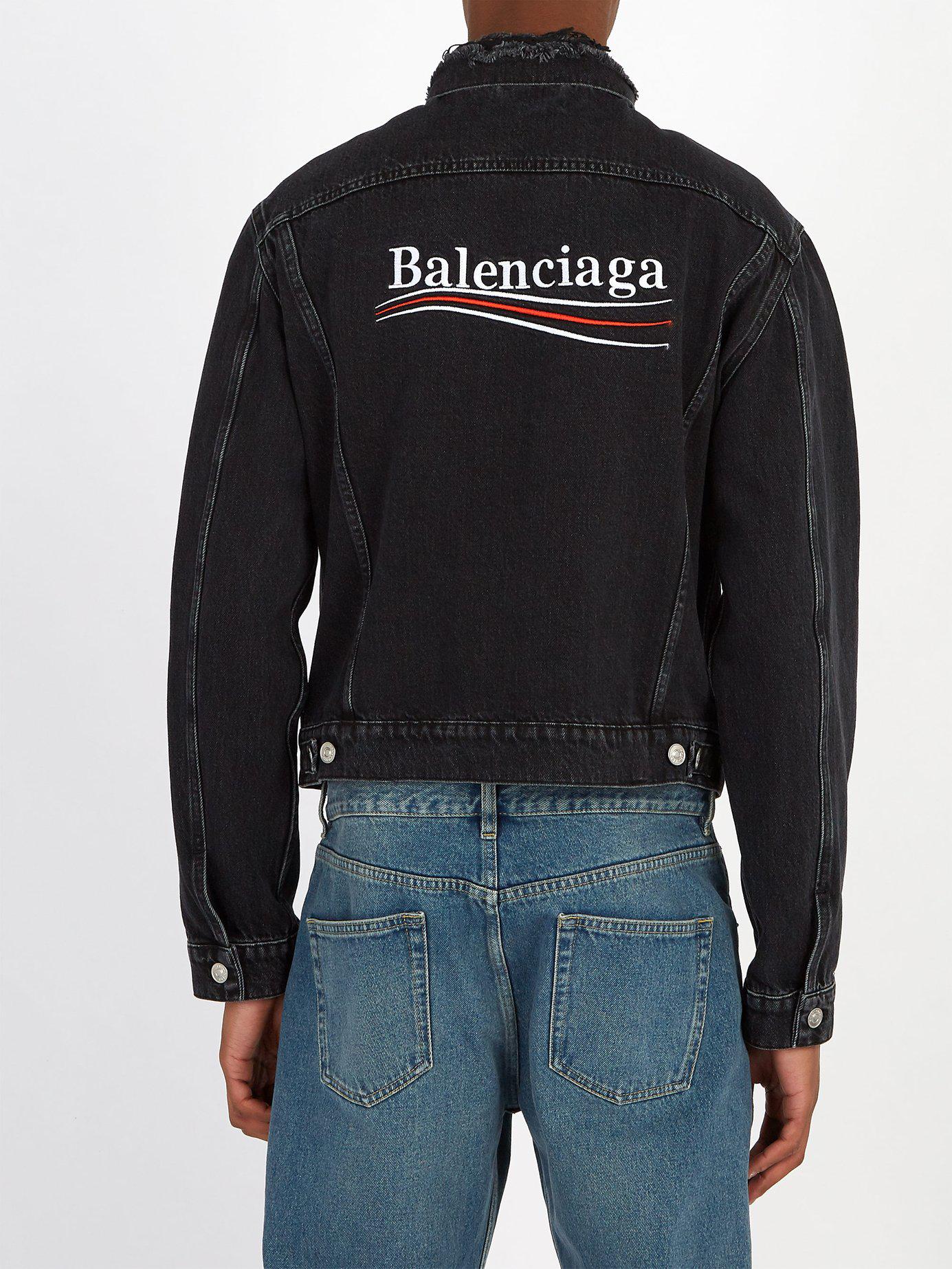 Balenciaga Distressed Denim Jacket in Black for Men - Lyst