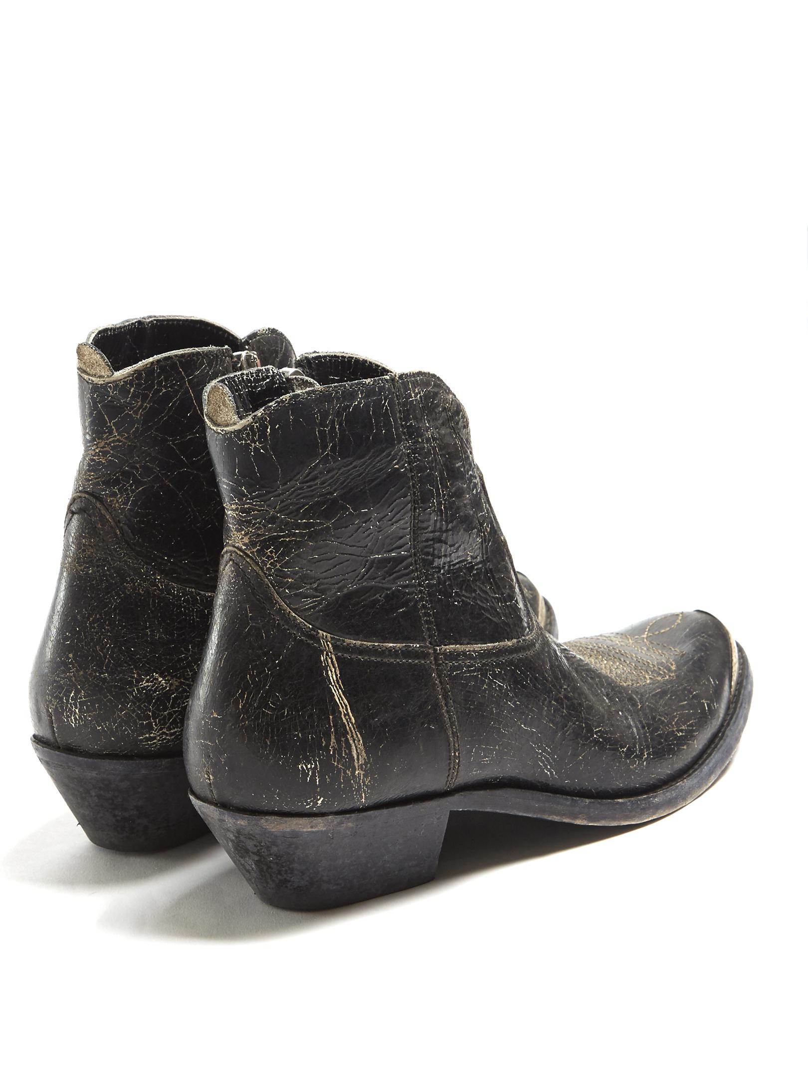 Lyst - Golden Goose Deluxe Brand Young Distressed-leather Ankle Boots in Black