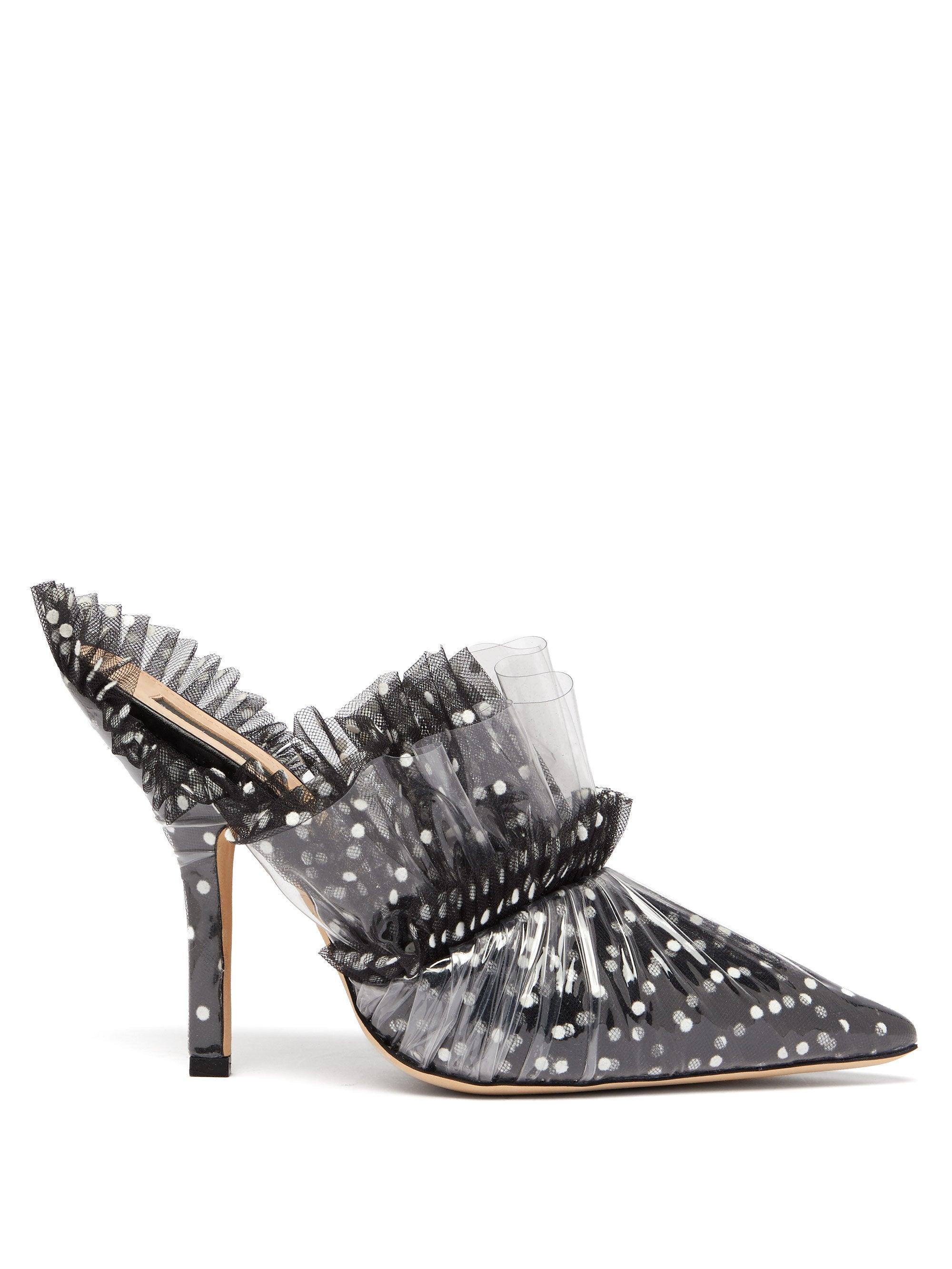 black pvc mules