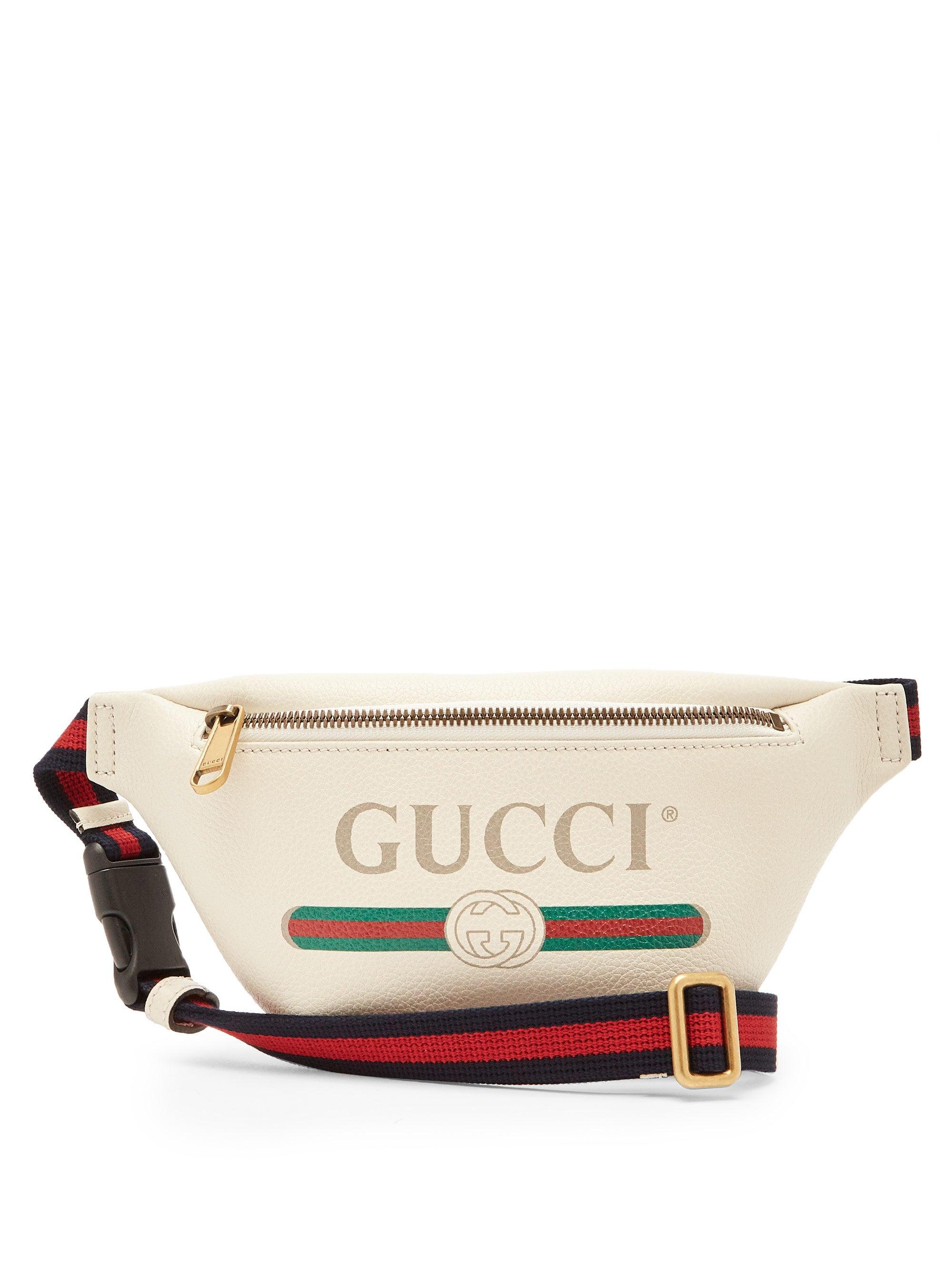 Gucci Print Belt Bag Vintage Logo Small White in Leather with Brass - US