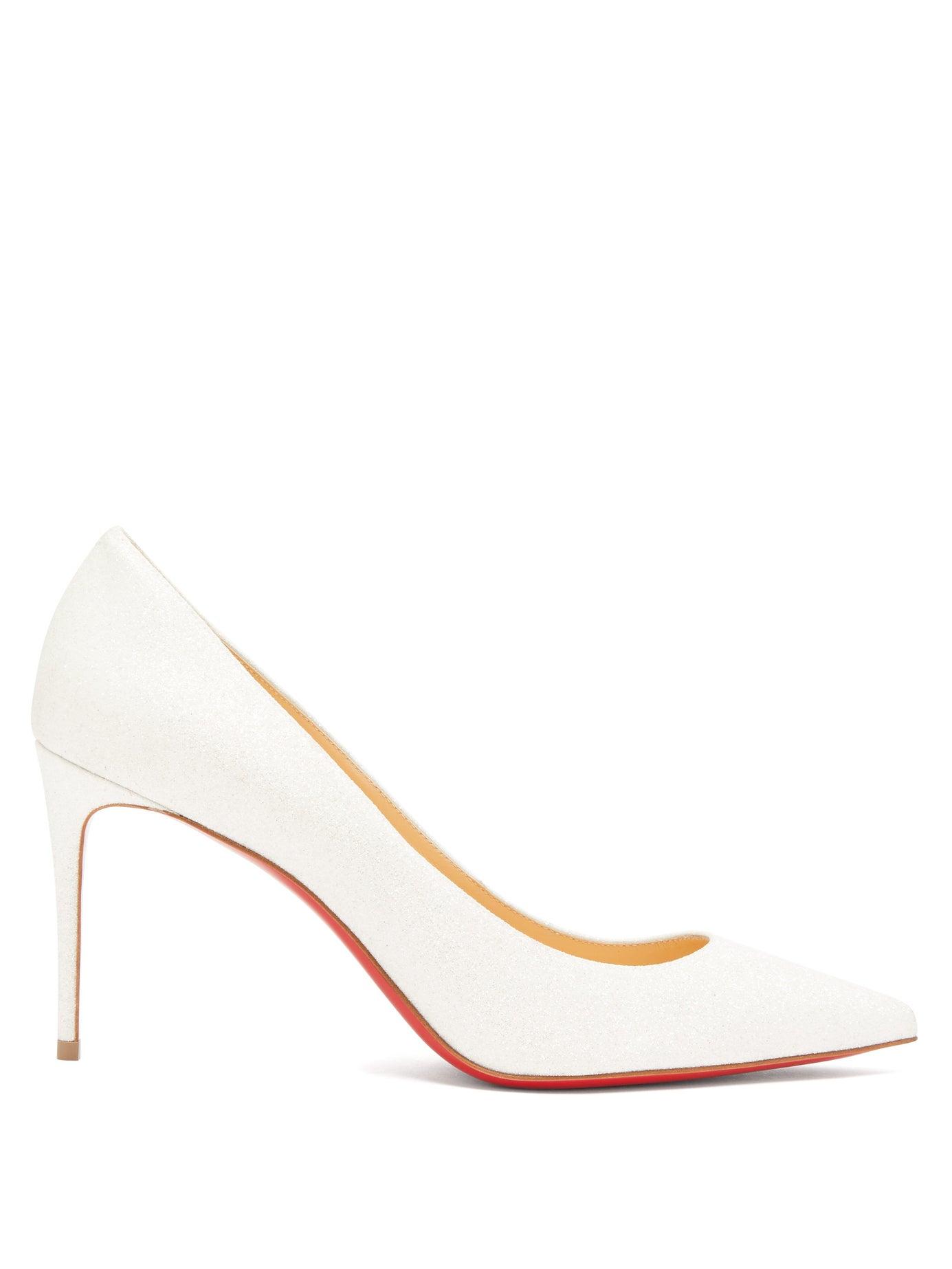 Christian Louboutin Kate 85 Glitter Leather Pumps in White | Lyst Canada