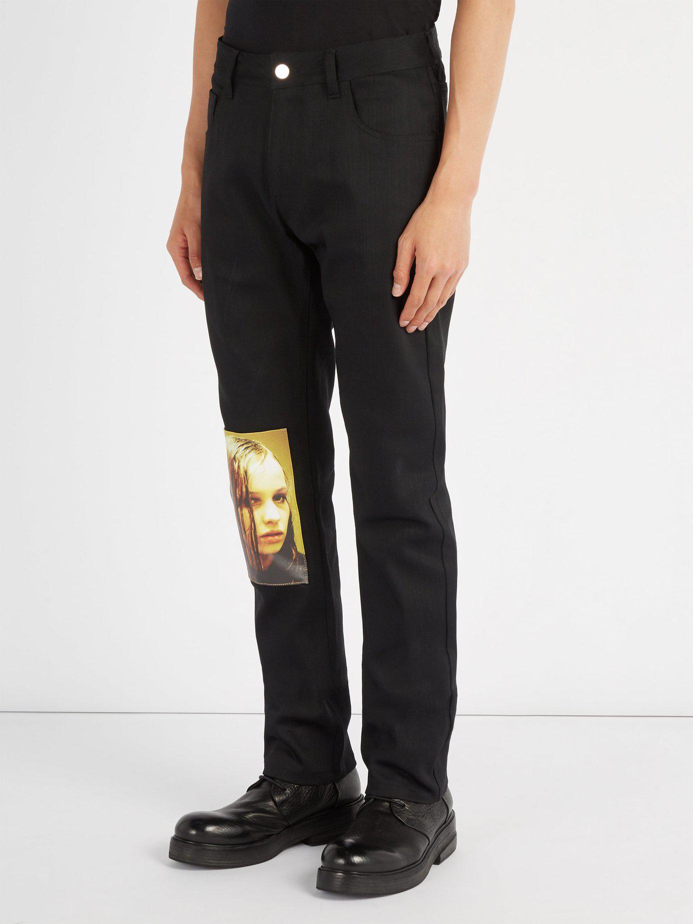 Raf Simons Christiane F. Photographic Print Patch Jeans in Black for Men |  Lyst