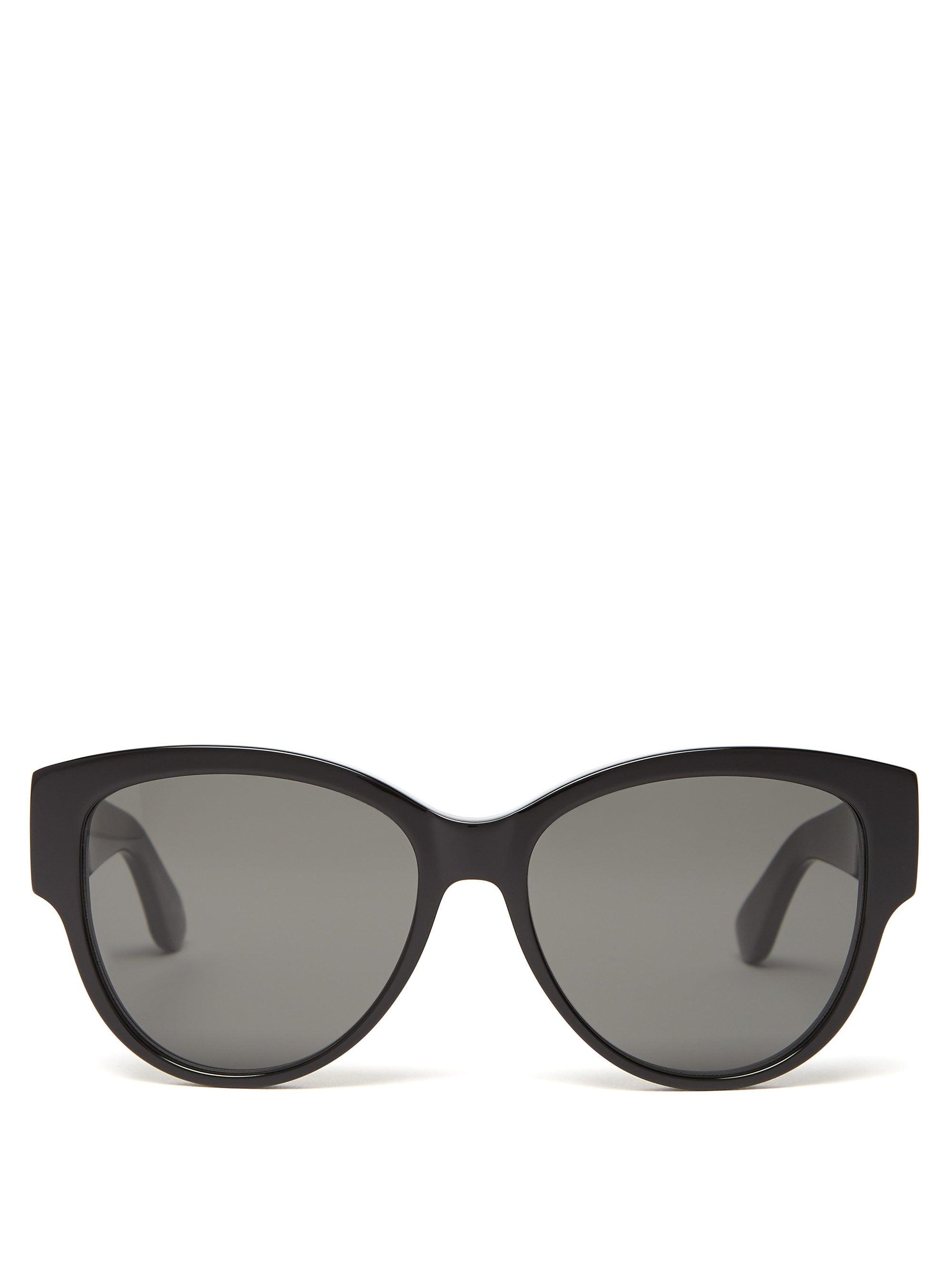 Saint Laurent Leather Monogram Logo Cat-eye Acetate Sunglasses in Black ...