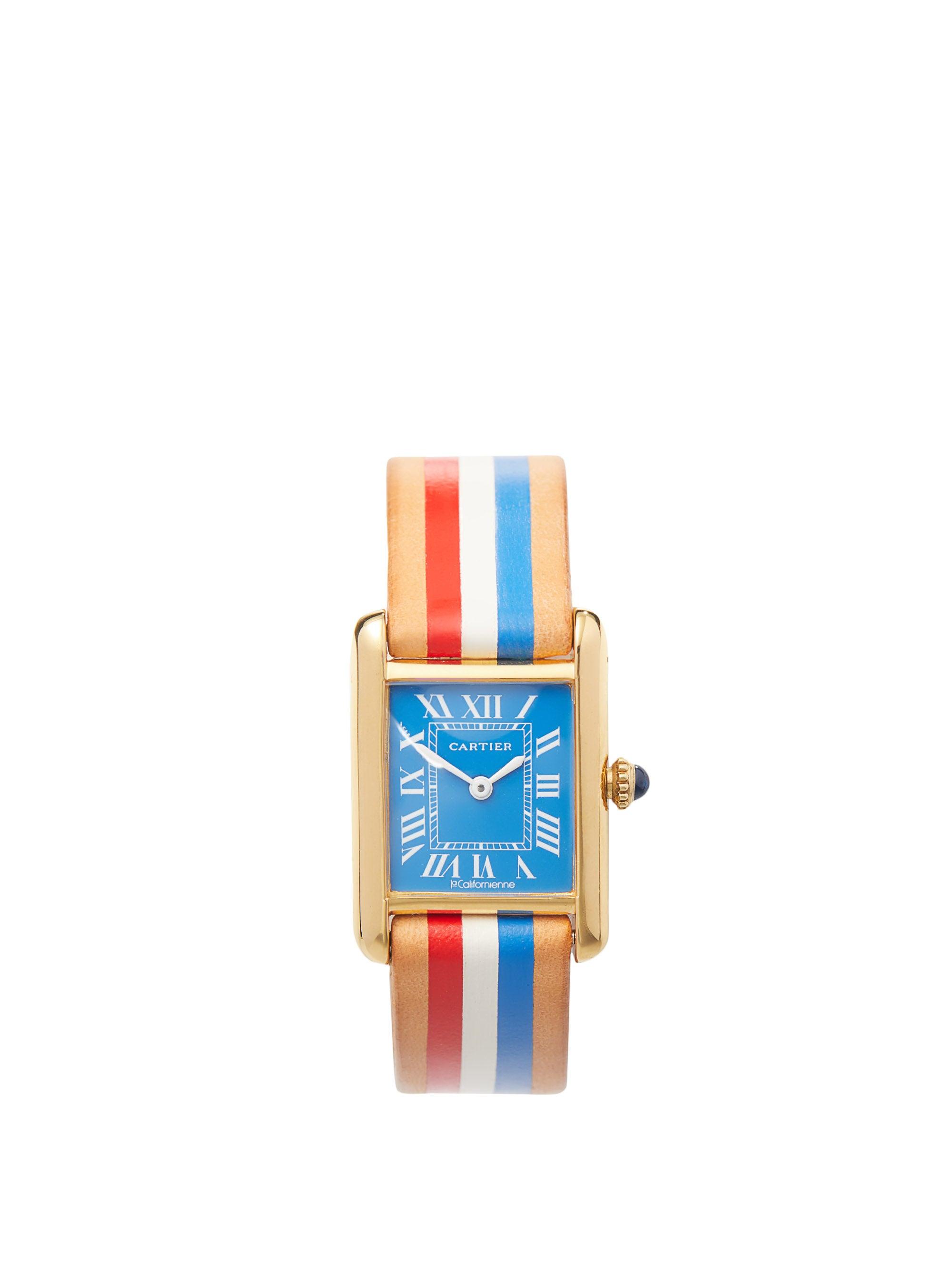 Montre en vermeil vintage Cartier Tank La Californienne en coloris Bleu |  Lyst