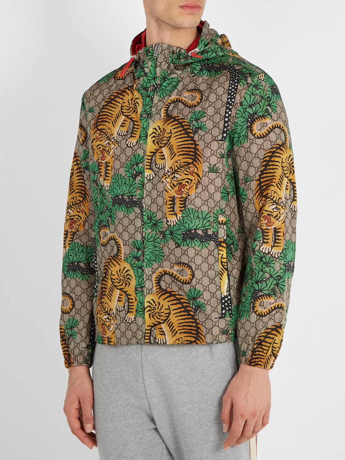 Gucci Synthetic Bengal Tiger Print Jacket in Green for Men - Lyst