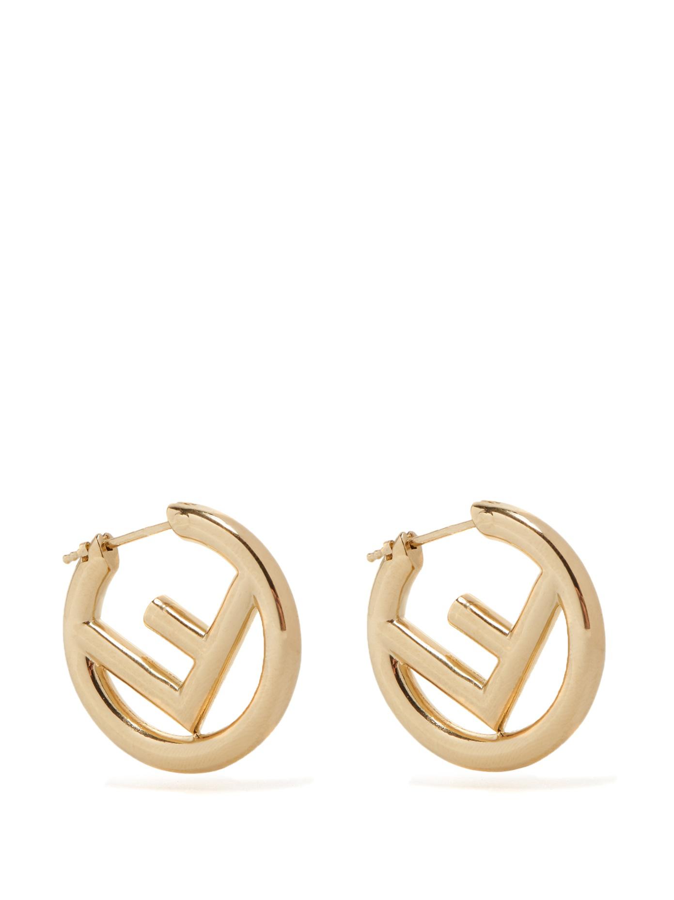 Fendi F Is Small Hoop Earrings in Gold (Metallic) | Lyst
