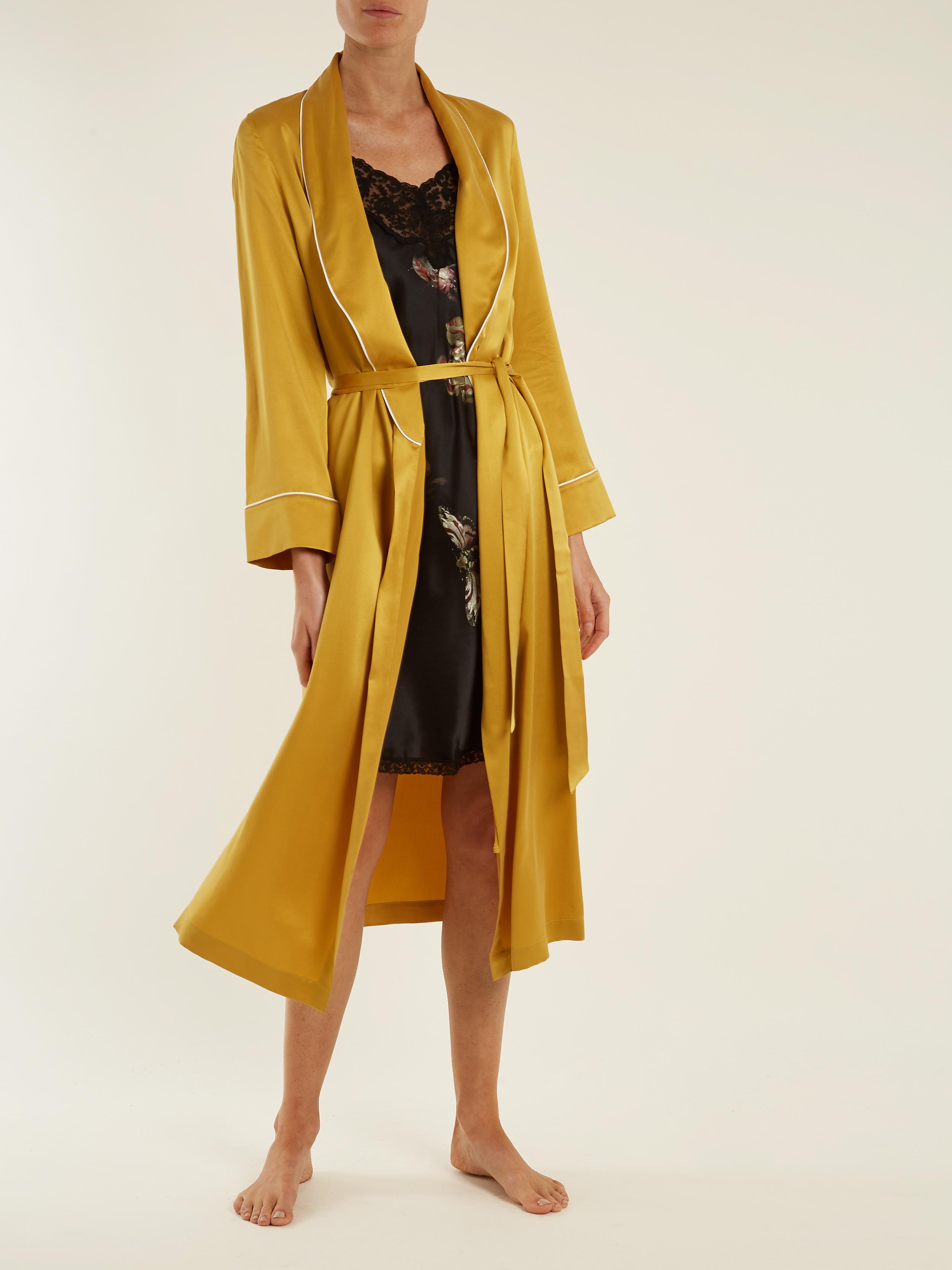 mustard silk robe