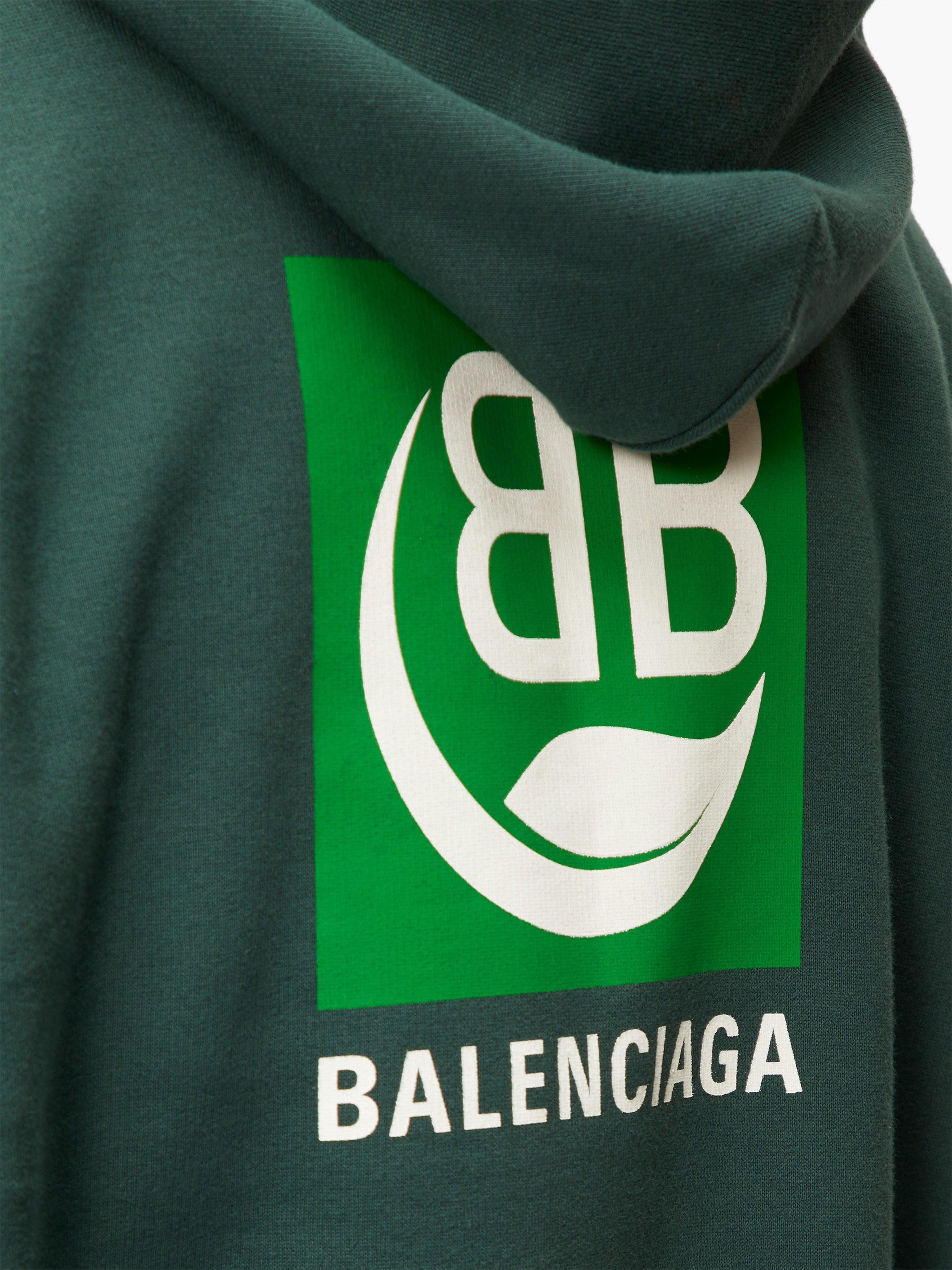 Balenciaga Bio Logo-print Hooded Cotton Sweatshirt in Green for Men | Lyst  Australia