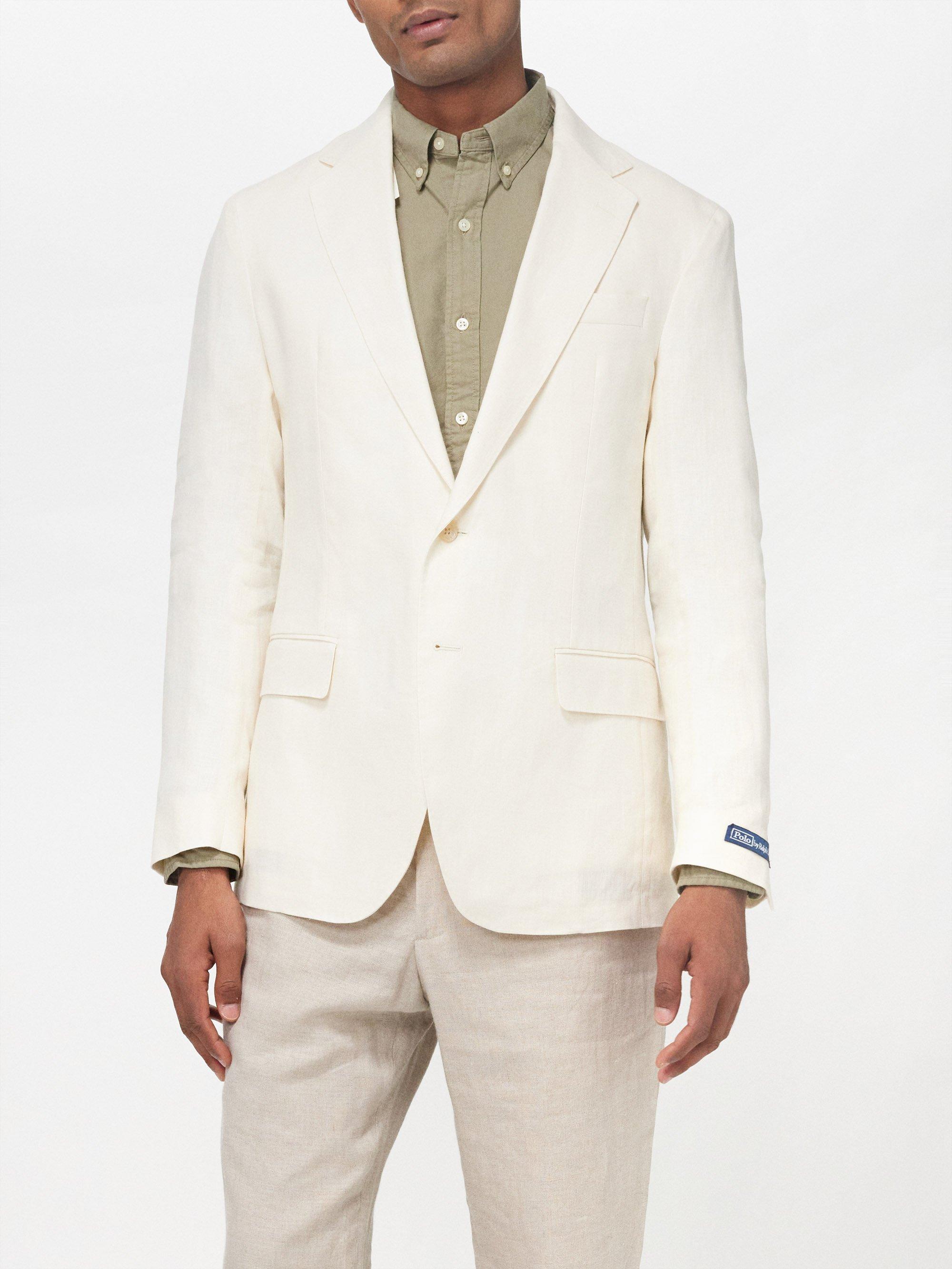 Polo Ralph Lauren Single breasted Linen Suit Jacket in Natural for