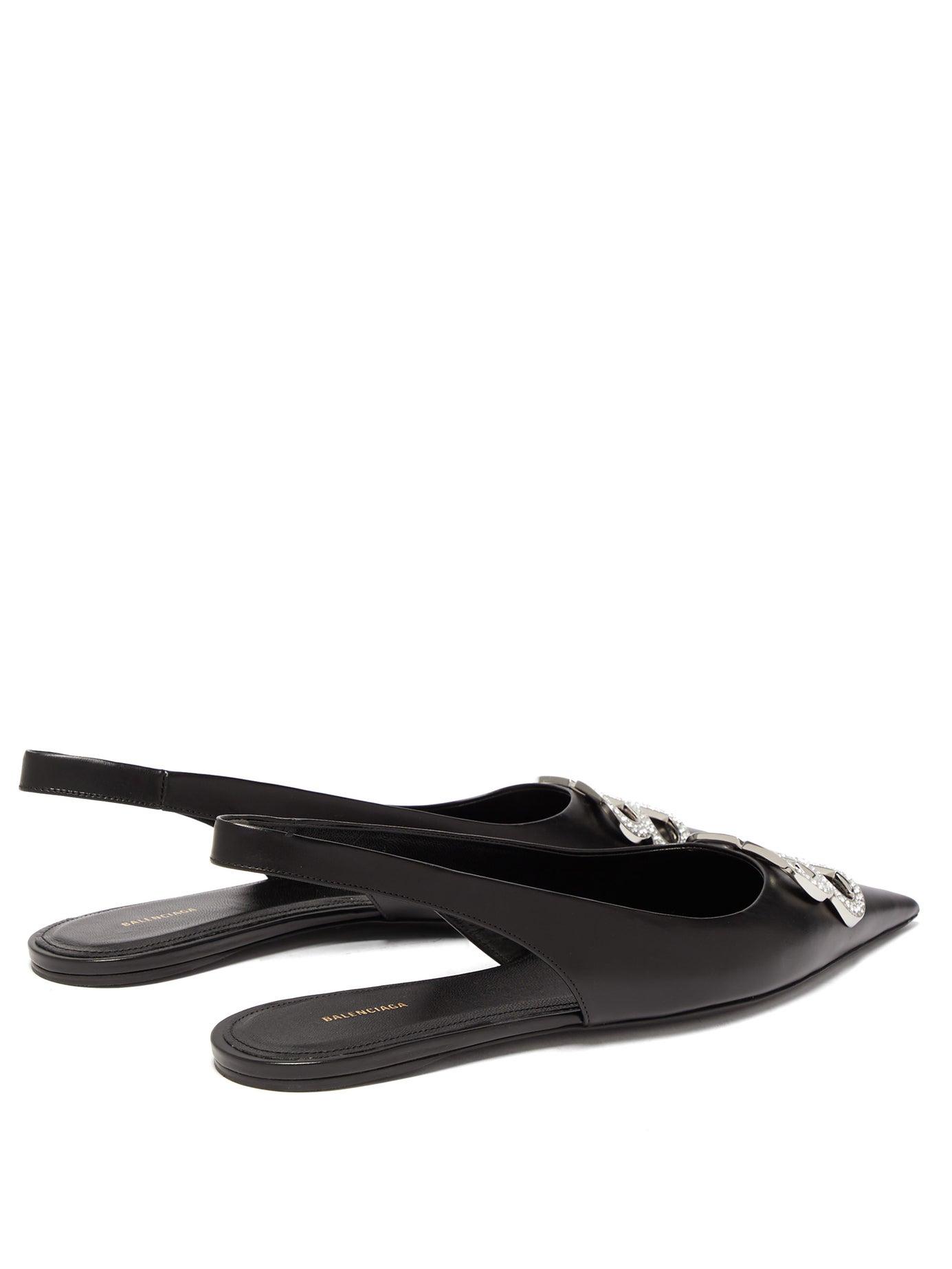 Balenciaga Patent Leather BB Knife Slingback Flats - Size 7 / 37