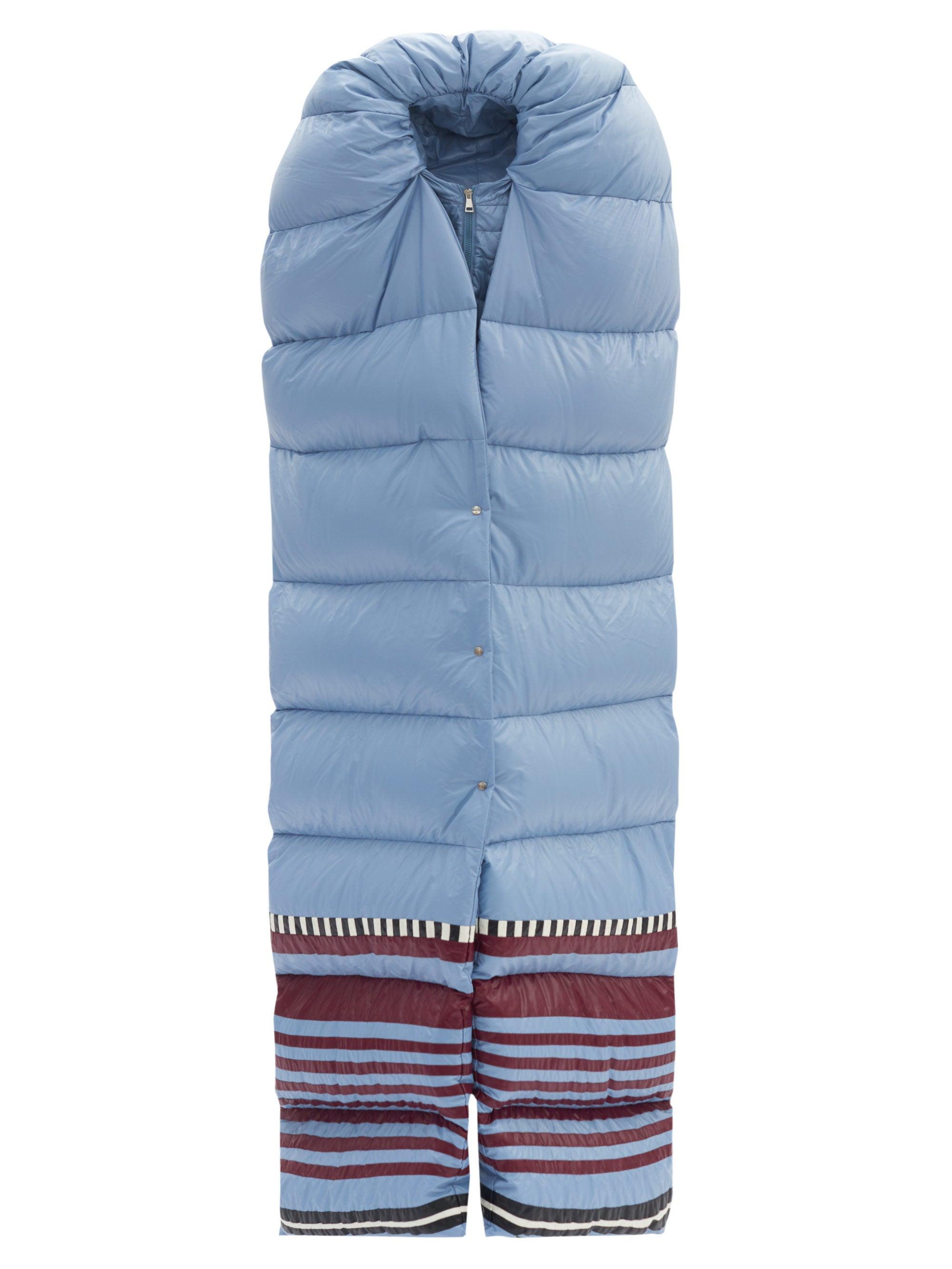 1 MONCLER PIERPAOLO PICCIOLI Adelaide Striped-hem Padded-scarf Jacket in  Light Blue (Blue) | Lyst