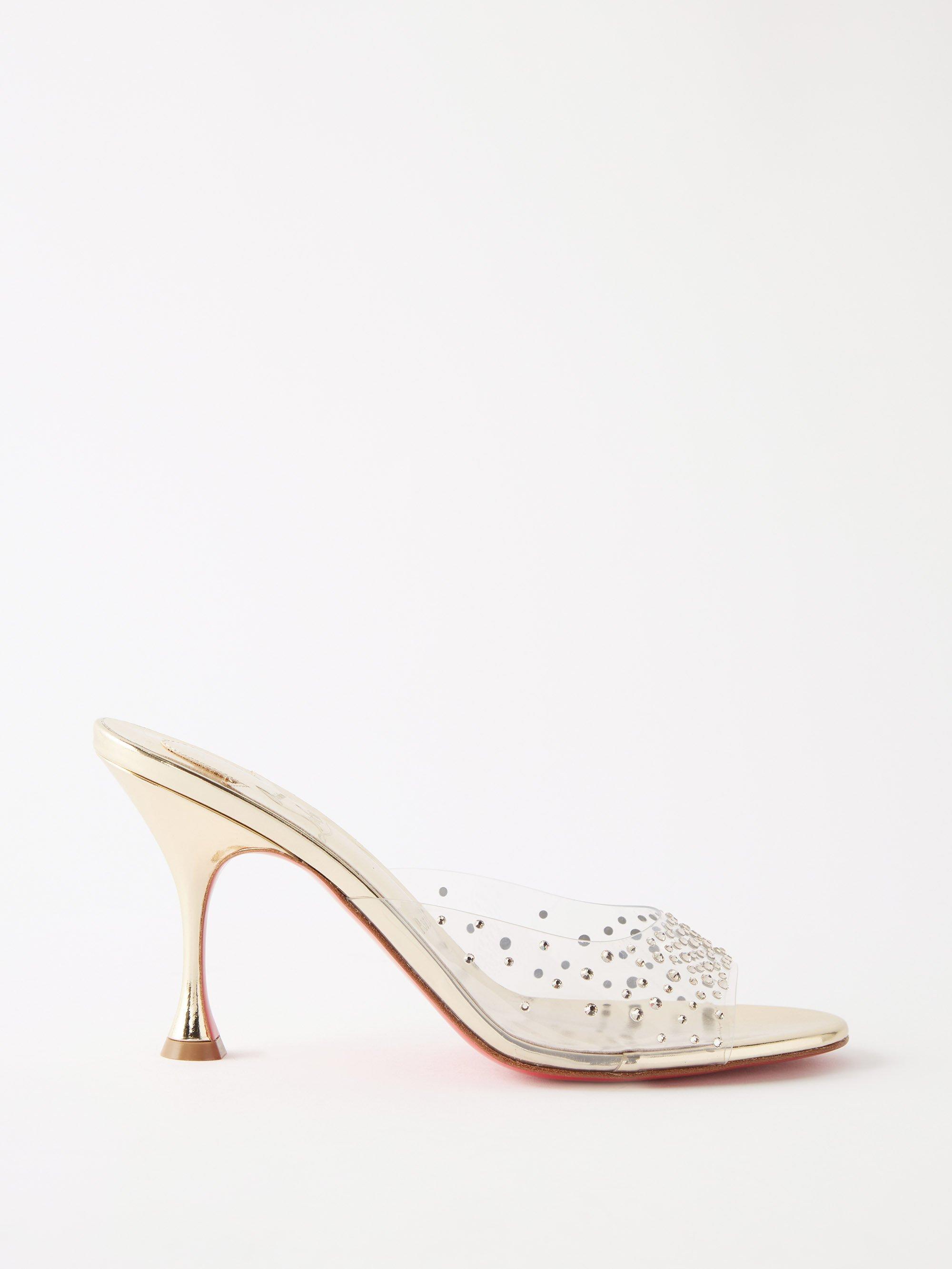 Christian Louboutin Degramule 85 Pvc And Leather Mules in Natural | Lyst
