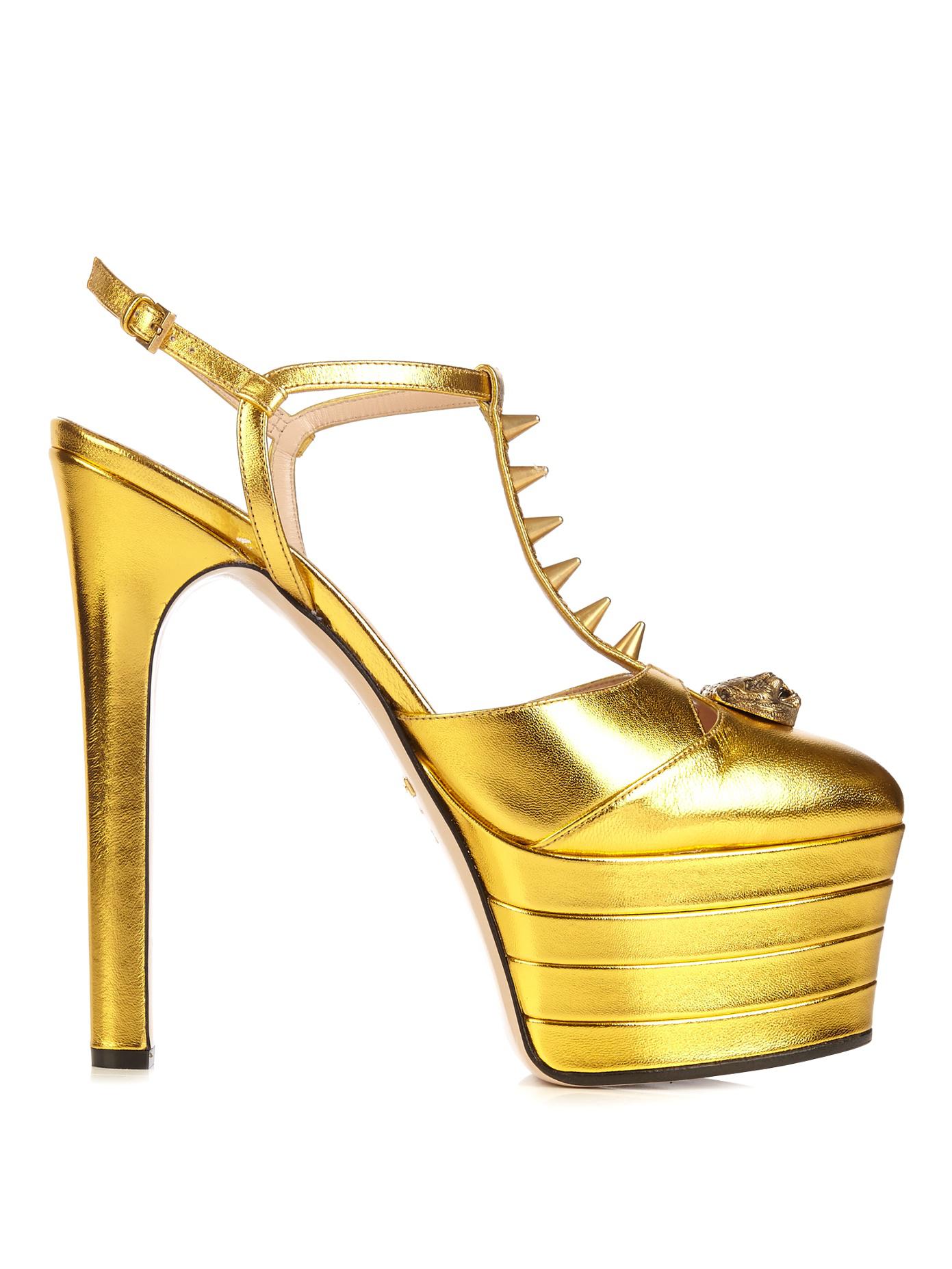 gucci gold platform shoes