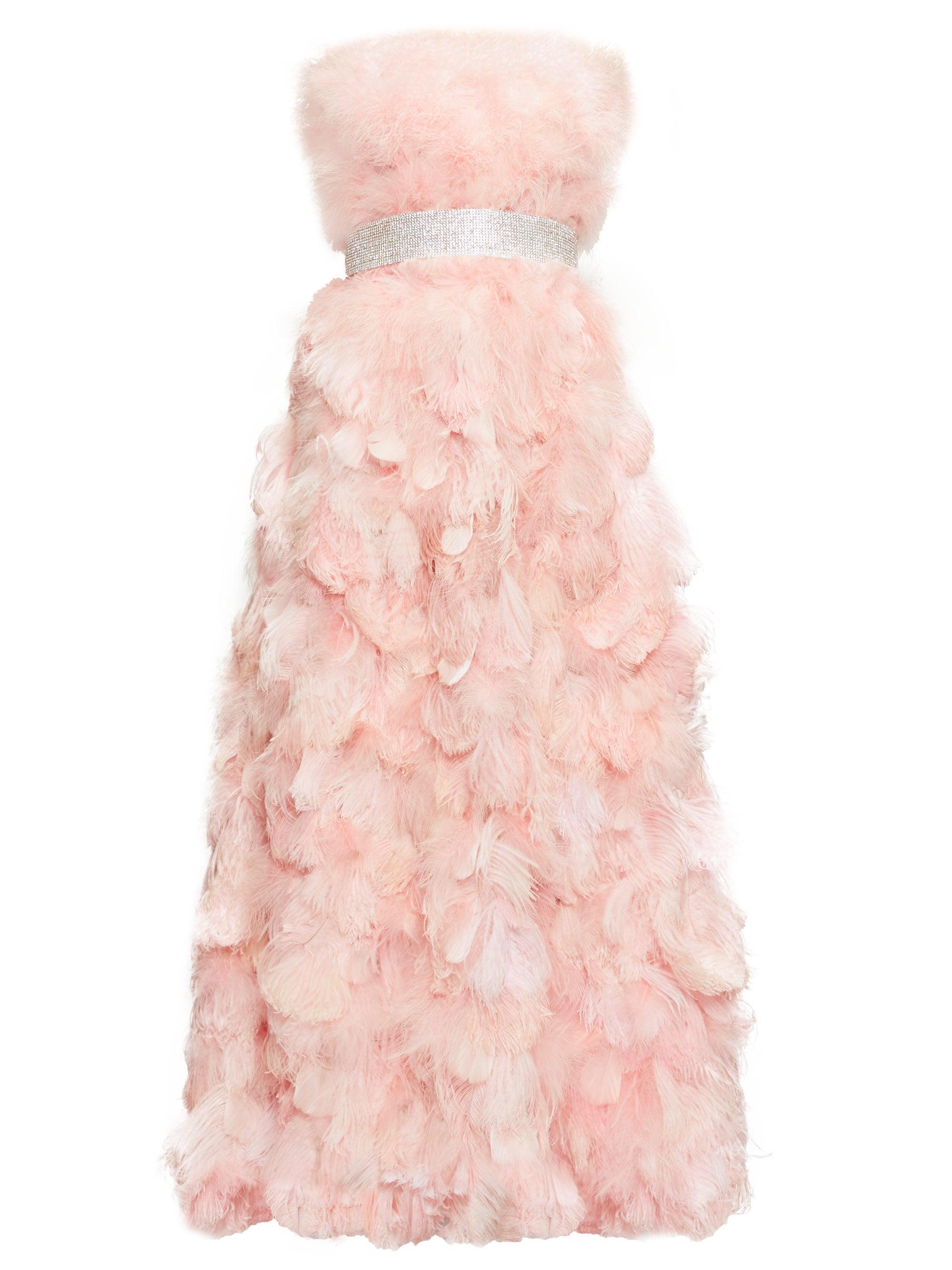 Dolce & Gabbana Crystal And Feather-embellished Silk-organza Gown in Pink |  Lyst