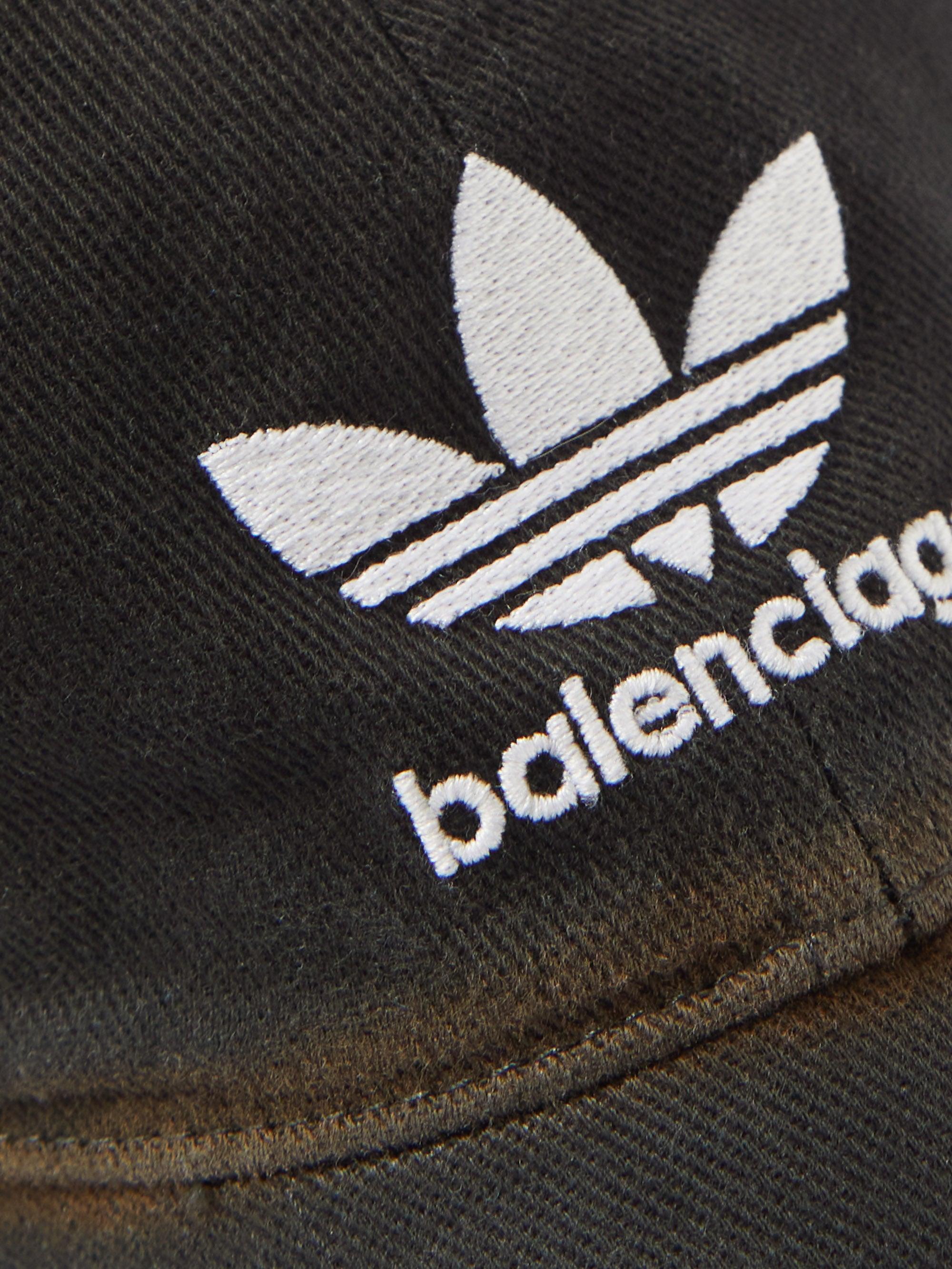 Balenciaga Adidas Logo Distressed Baseball Cap in Black for Men | Lyst
