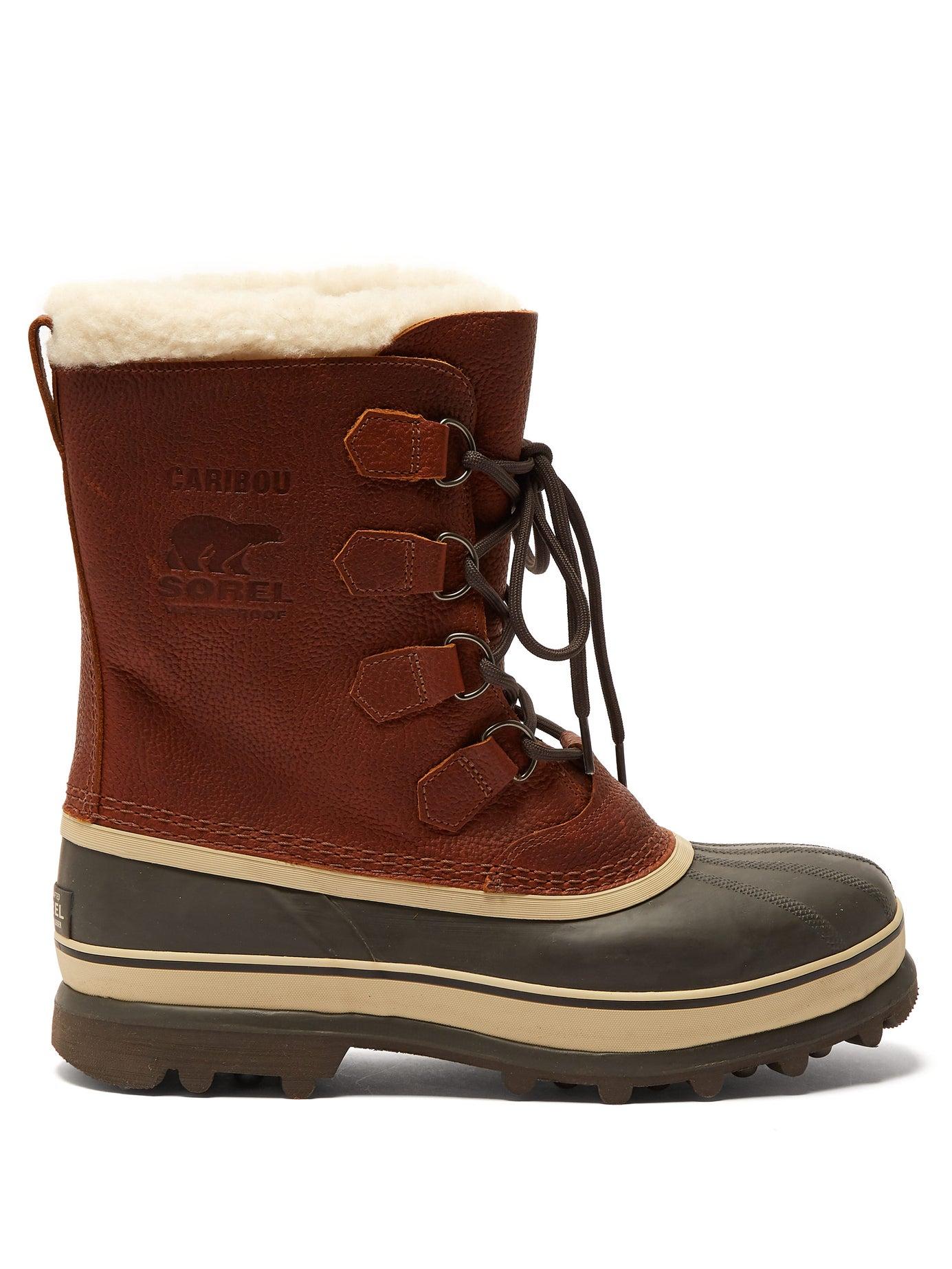 Sorel Leather Caribou Nubuck Snow Boots in Brown for Men - Lyst