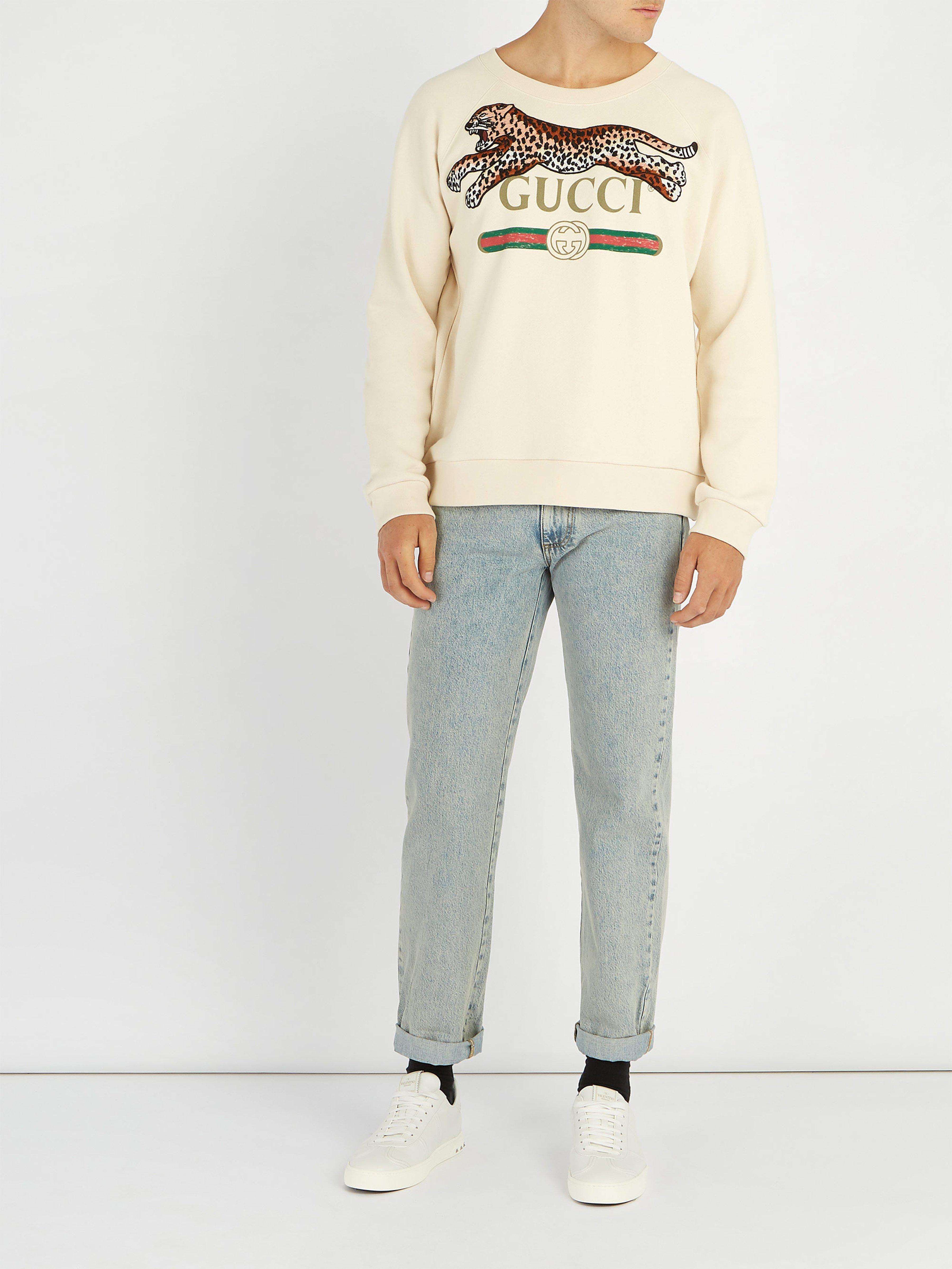 gucci logo sweatshirt with leopard