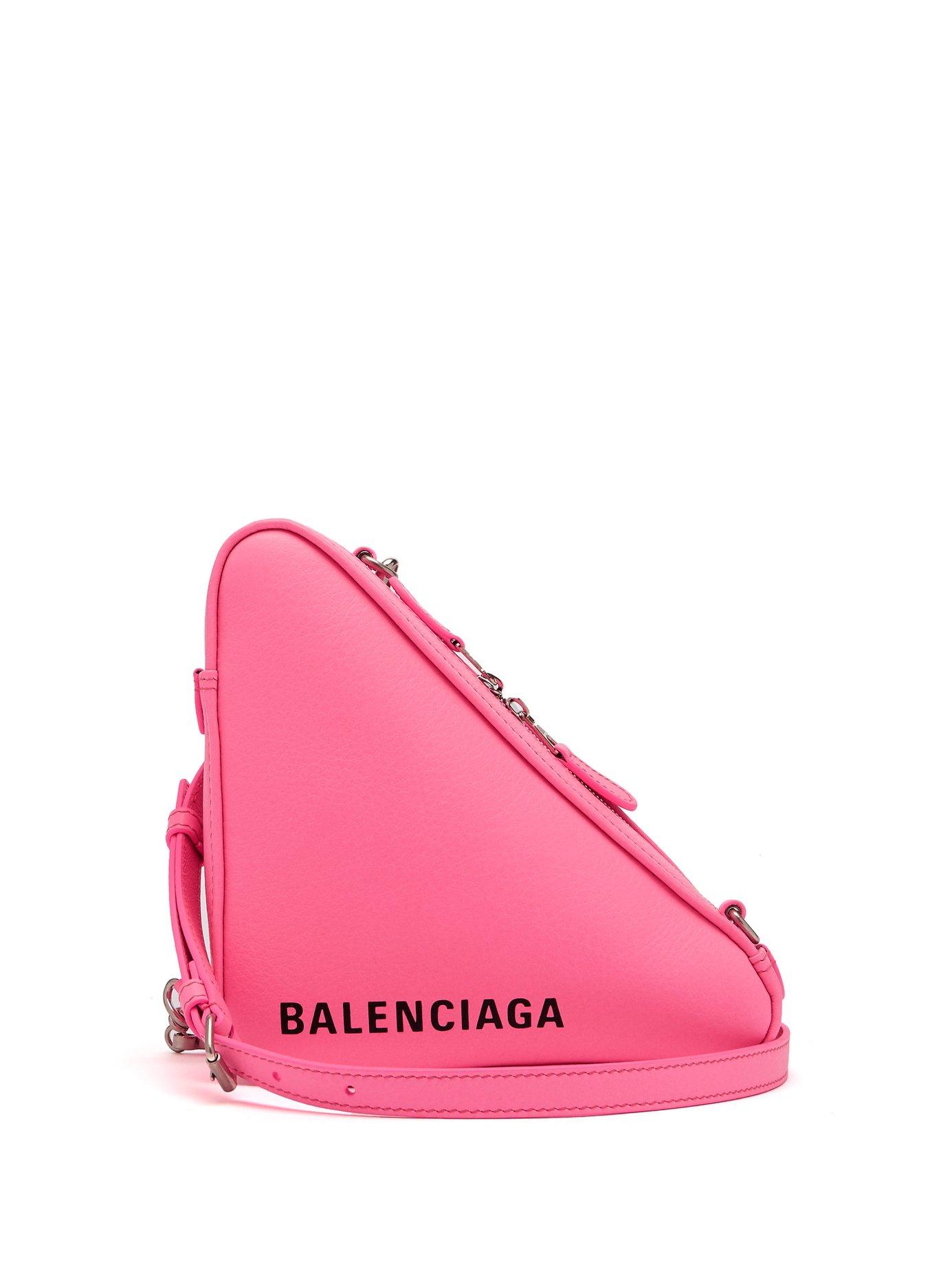 Balenciaga Leather Triangle Pouch Crossbody Bag in Pink | Lyst