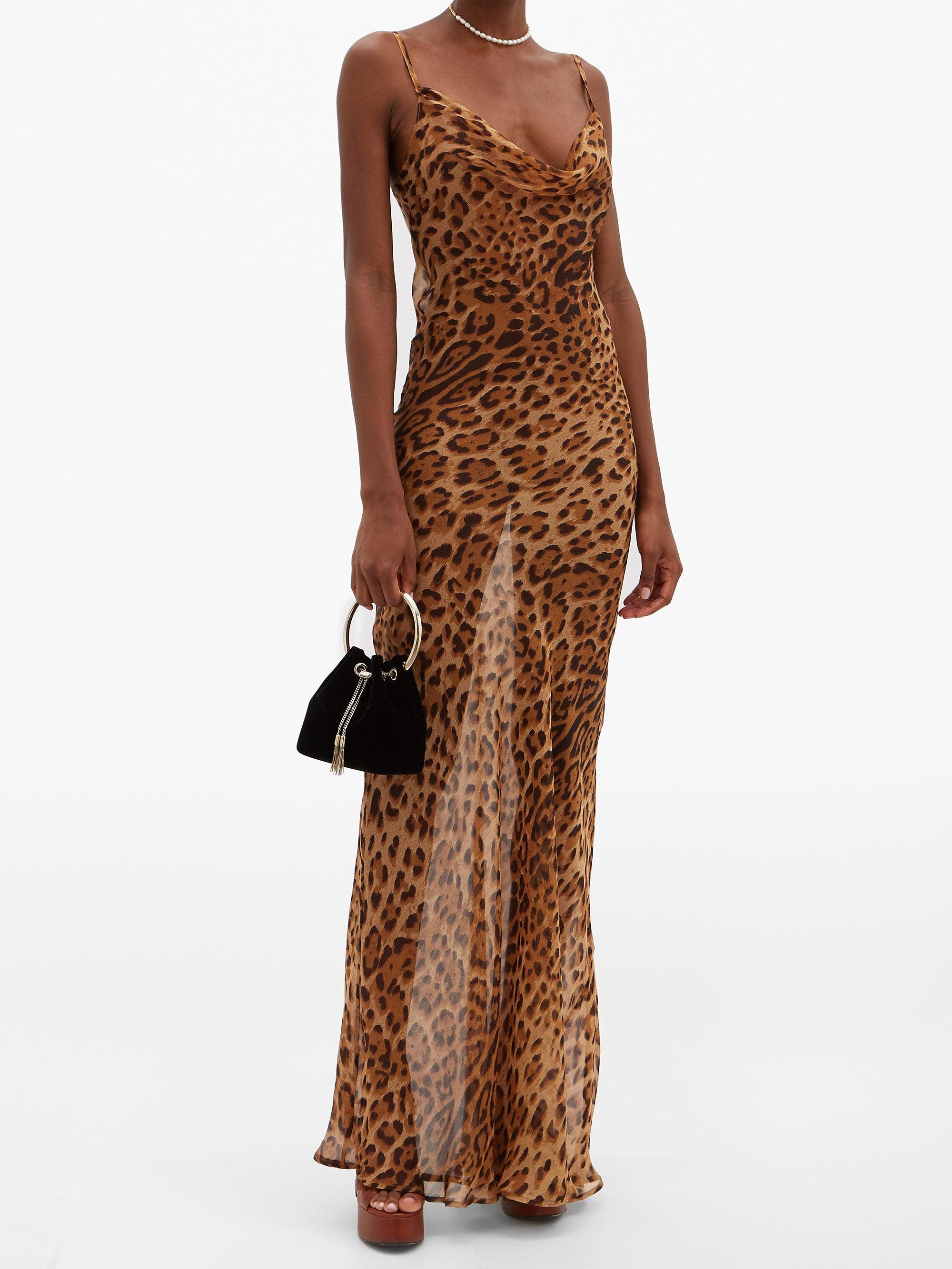 Rat & Boa Valentina Leopard-print Silk-chiffon Dress in Brown | Lyst