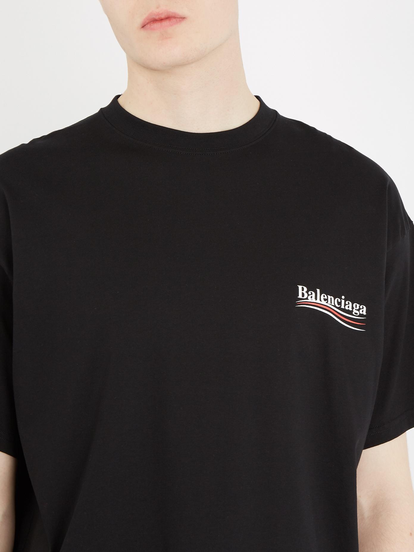 Balenciaga Oversized Logo-print Cotton-jersey T-shirt in Black for Men -  Lyst