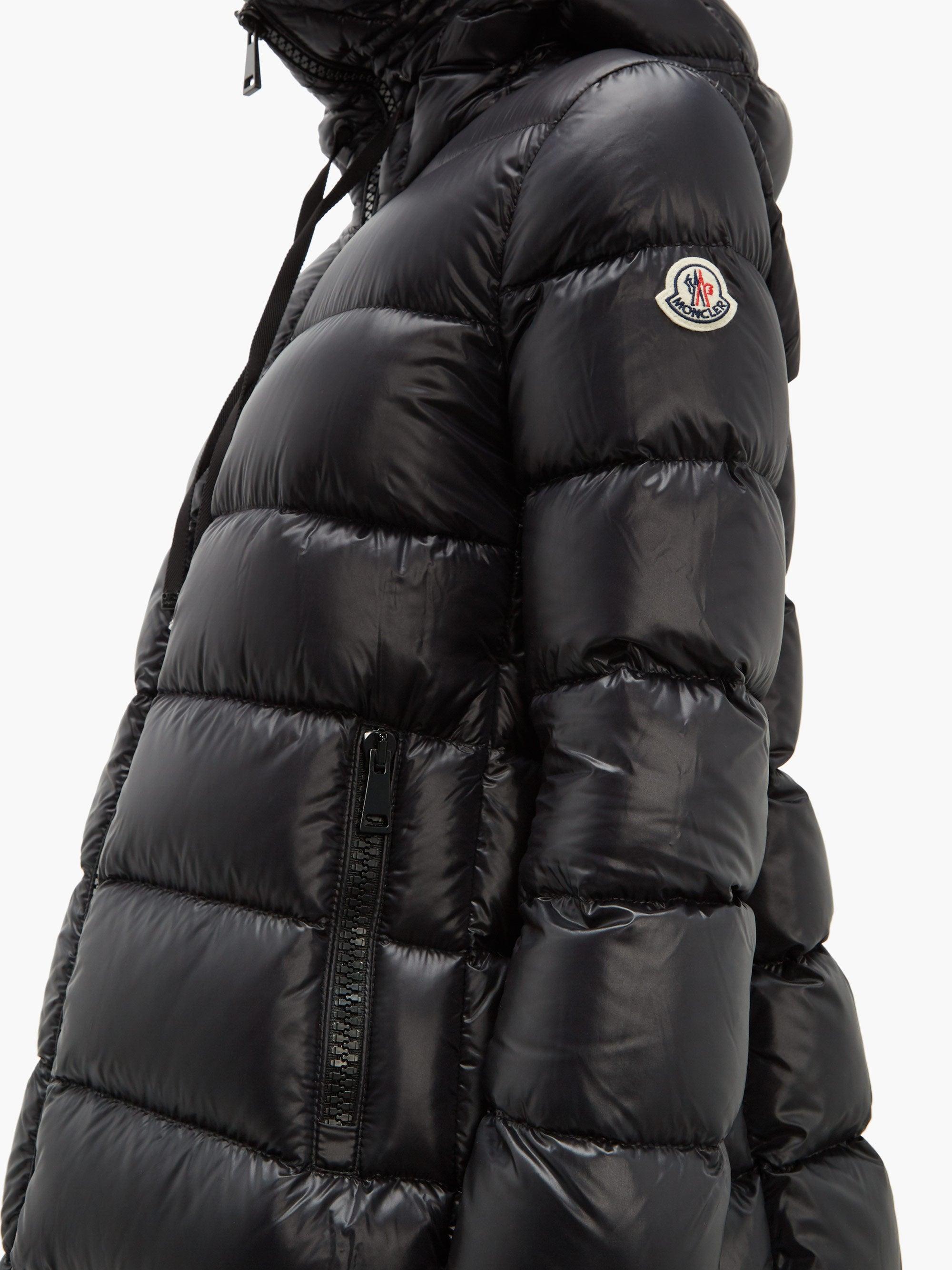 Moncler Suyen A-line Quilted-down Coat in Black | Lyst