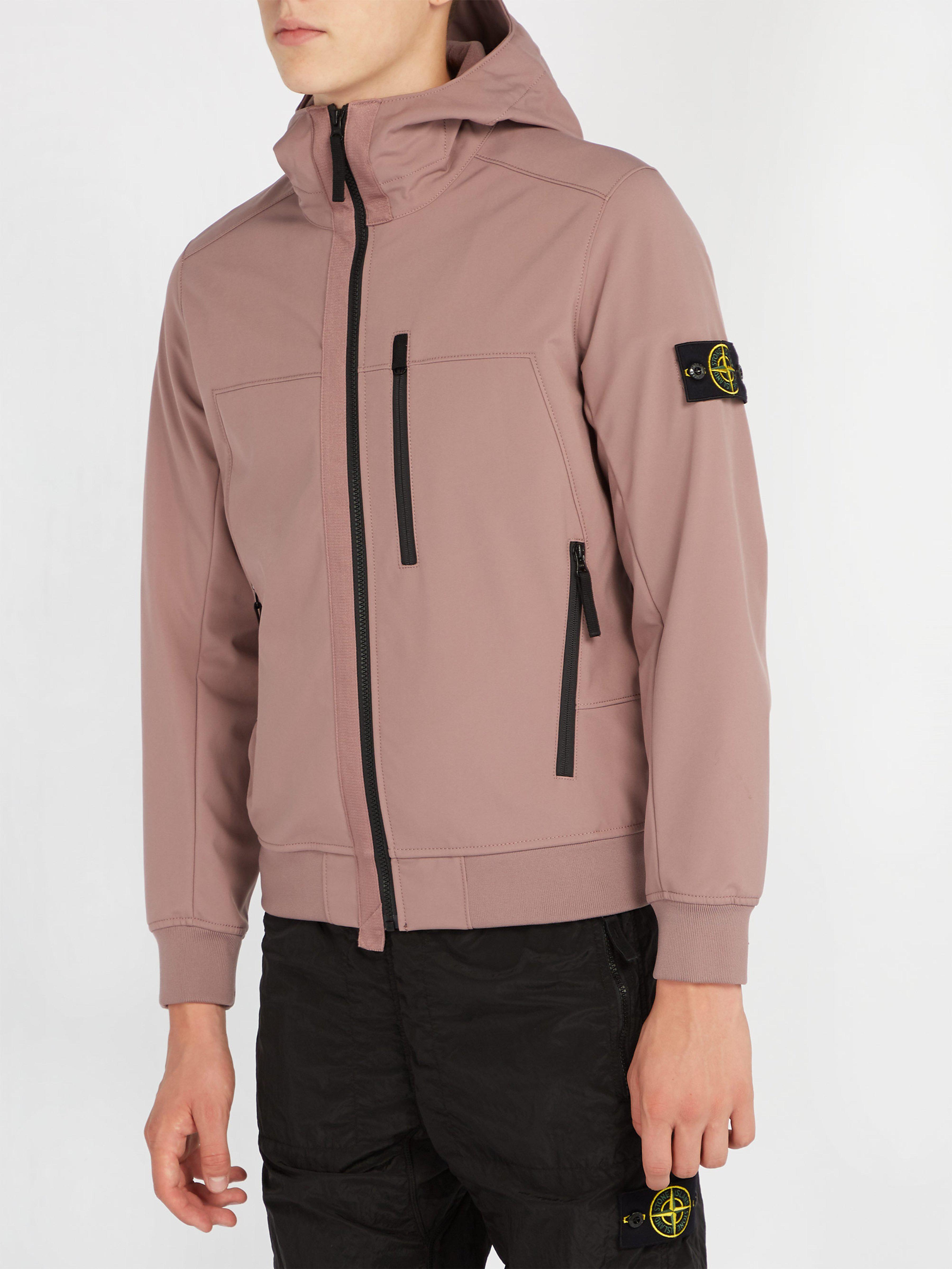 Stone Island Soft Shell-r Waterproof Hooded Jacket in Pink for Men | Lyst UK