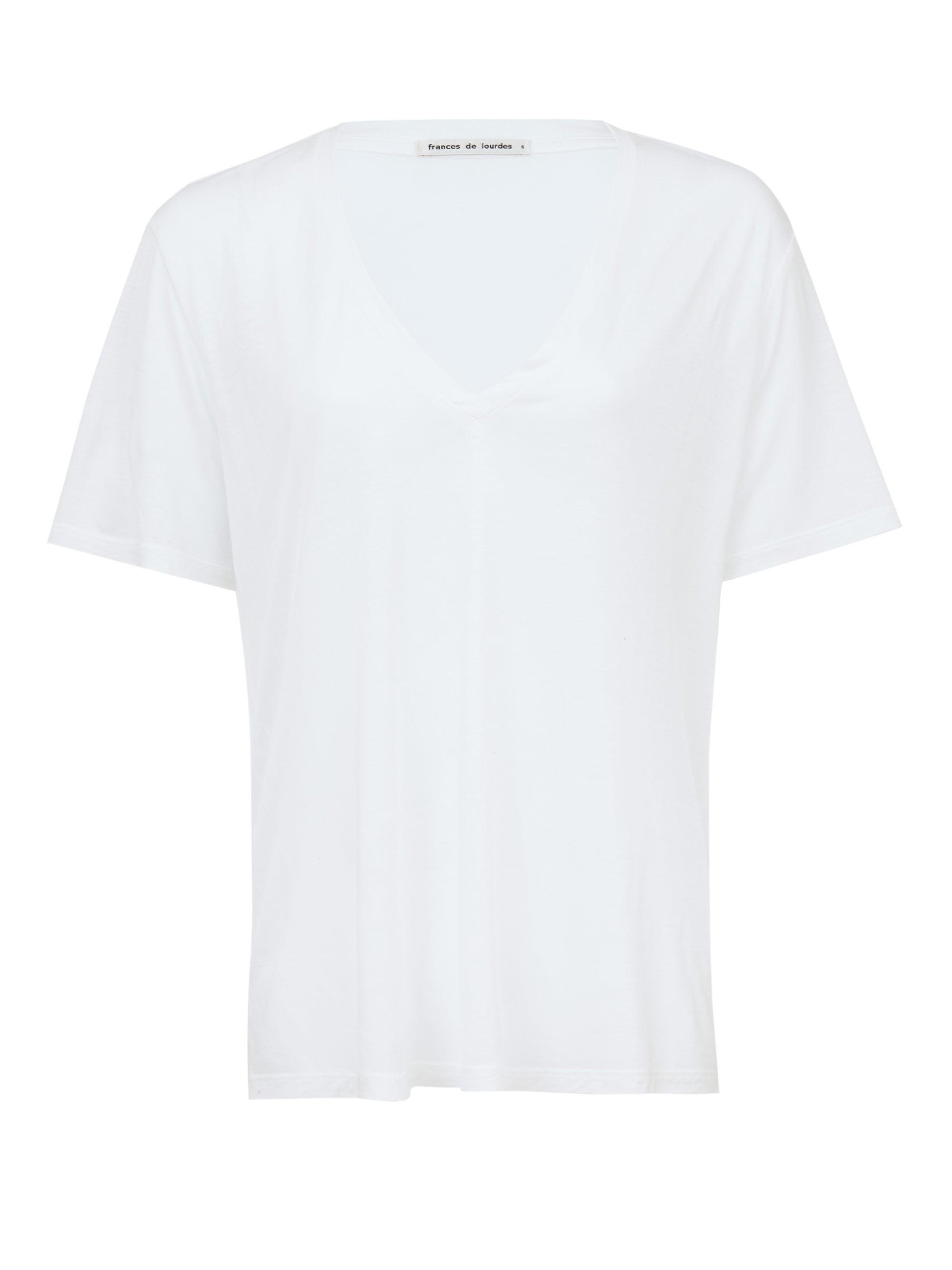 Frances de Lourdes Synthetic Frankie V-neck Jersey T-shirt in White - Lyst