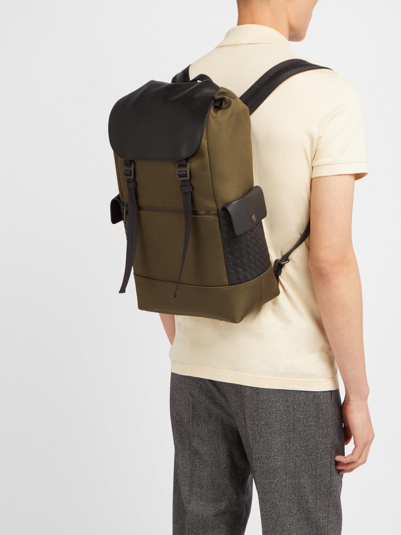 Bottega Veneta Sassolungo Canvas And Leather Backpack for Men - Lyst