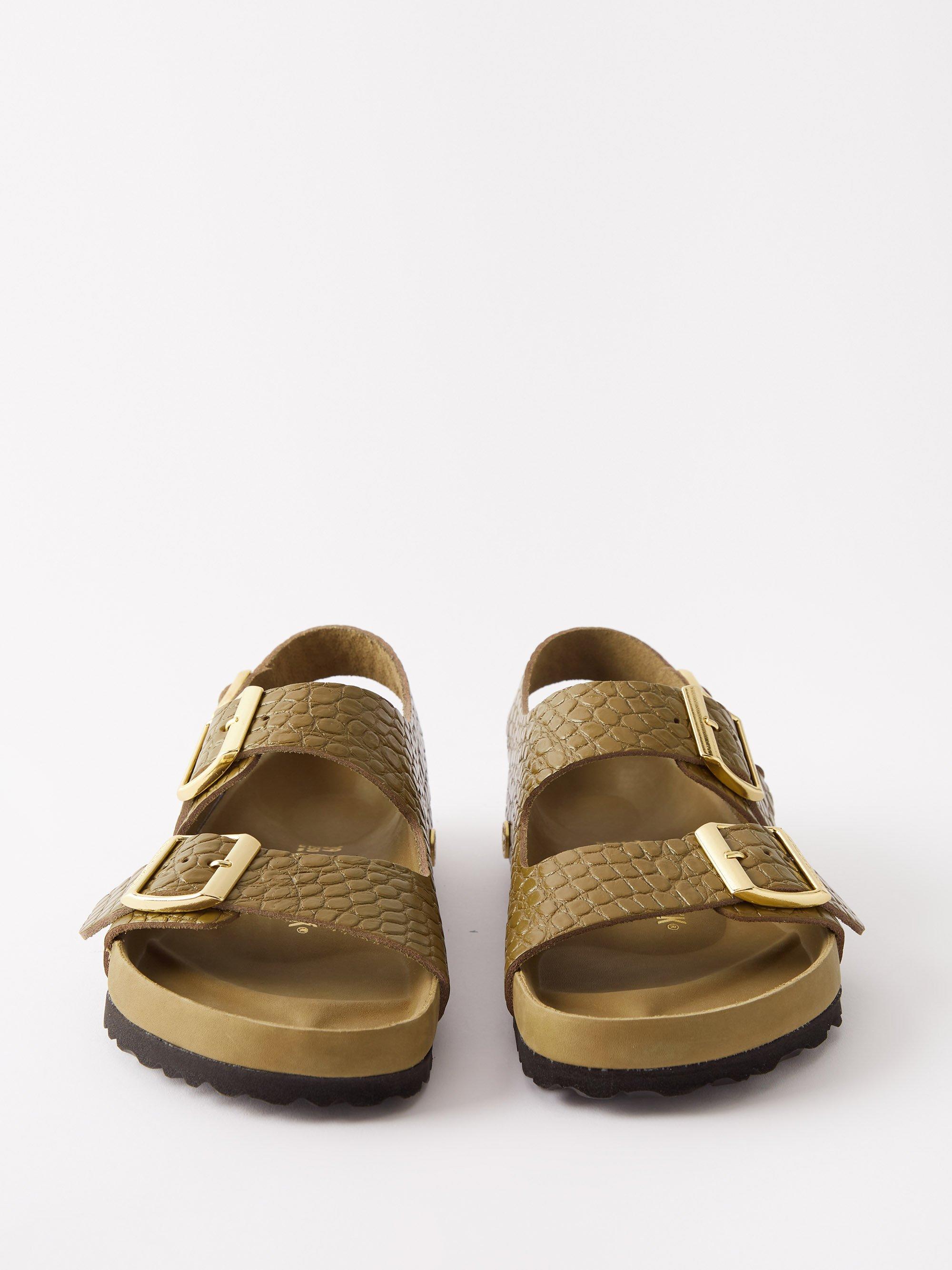Birkenstock Milano Crocodile-effect Leather Sandals | Lyst