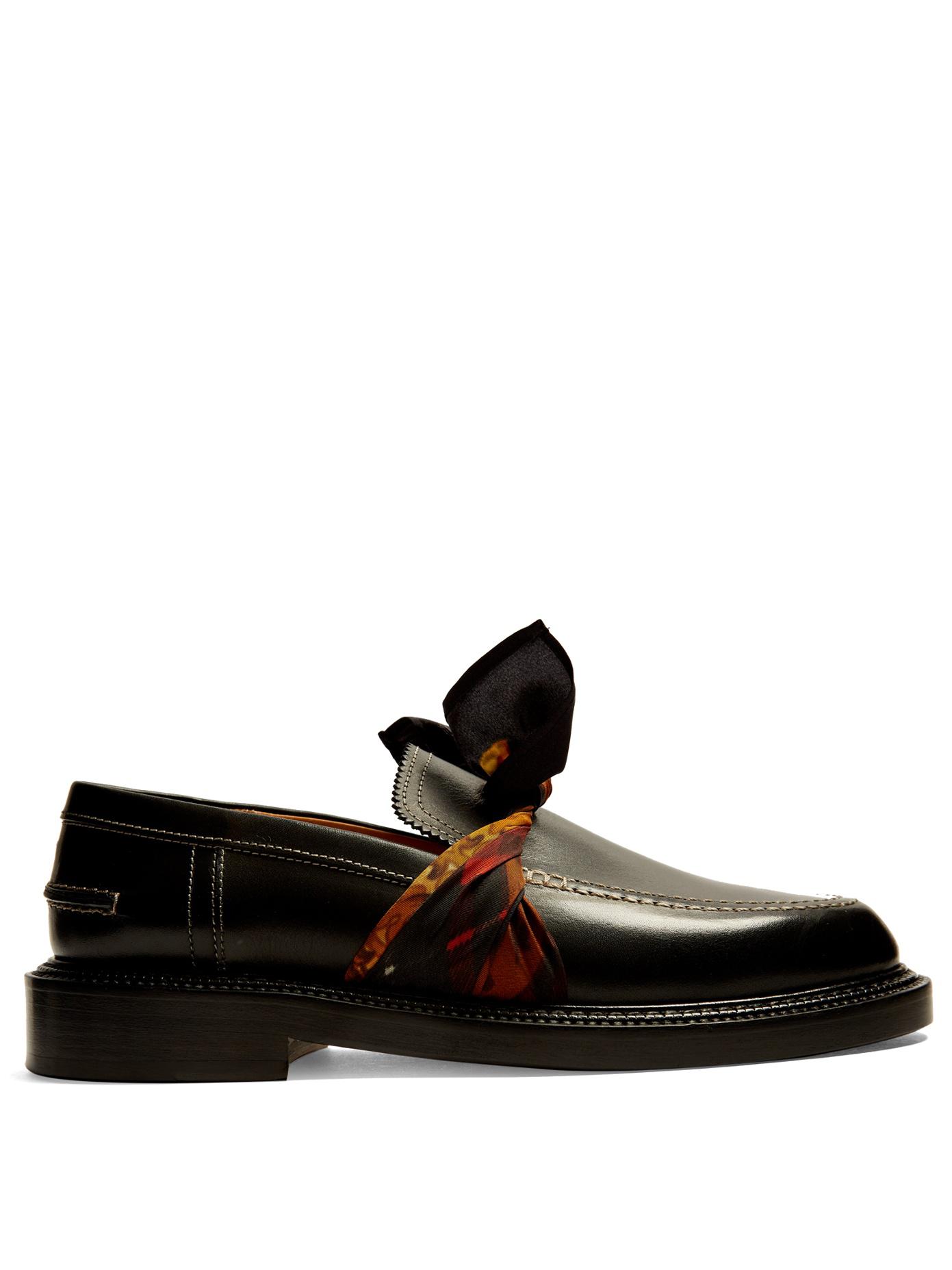 Maison Margiela Silk-scarf Tie-front Leather Loafer in Black | Lyst