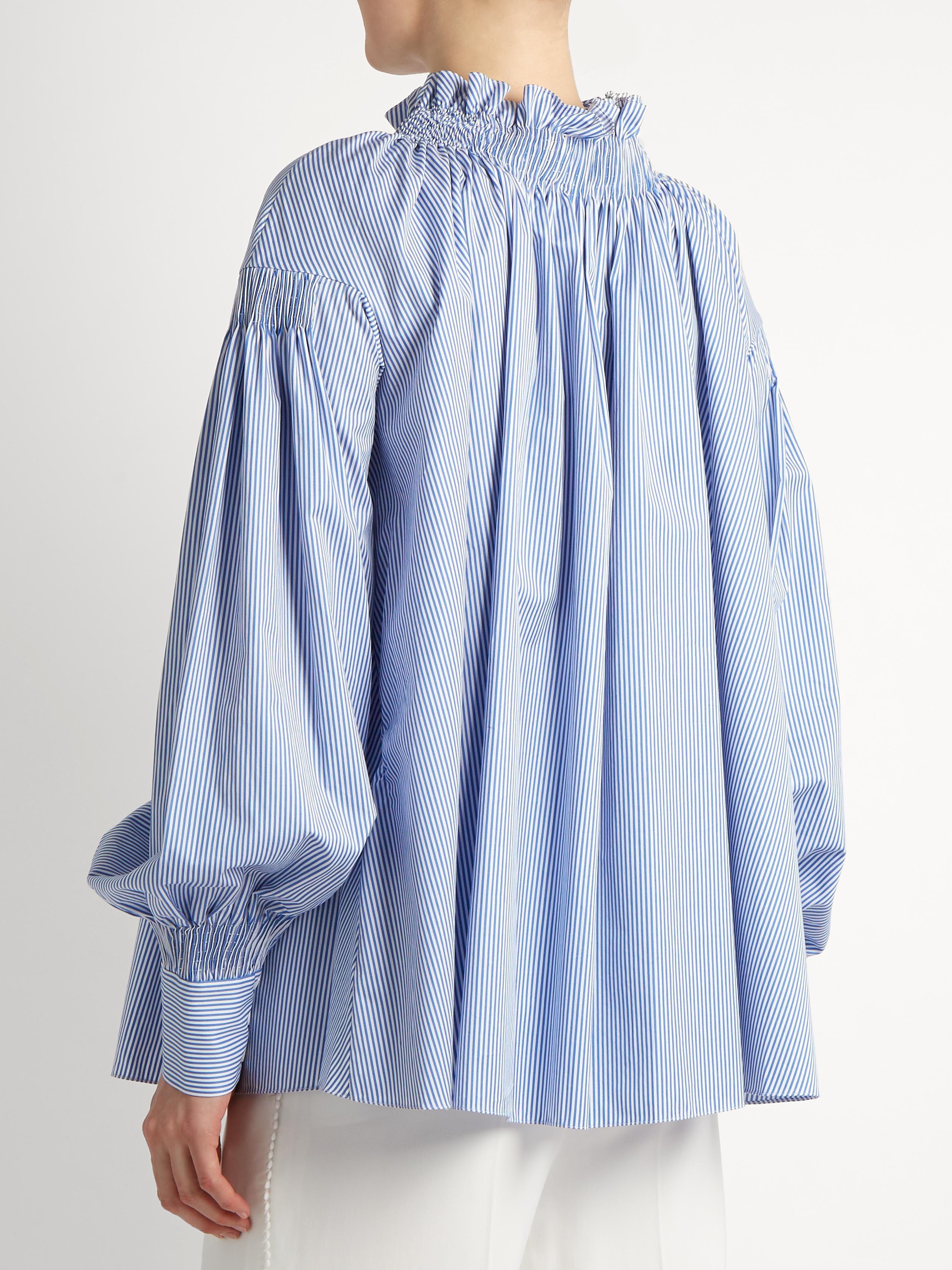 smocked high neck blouse