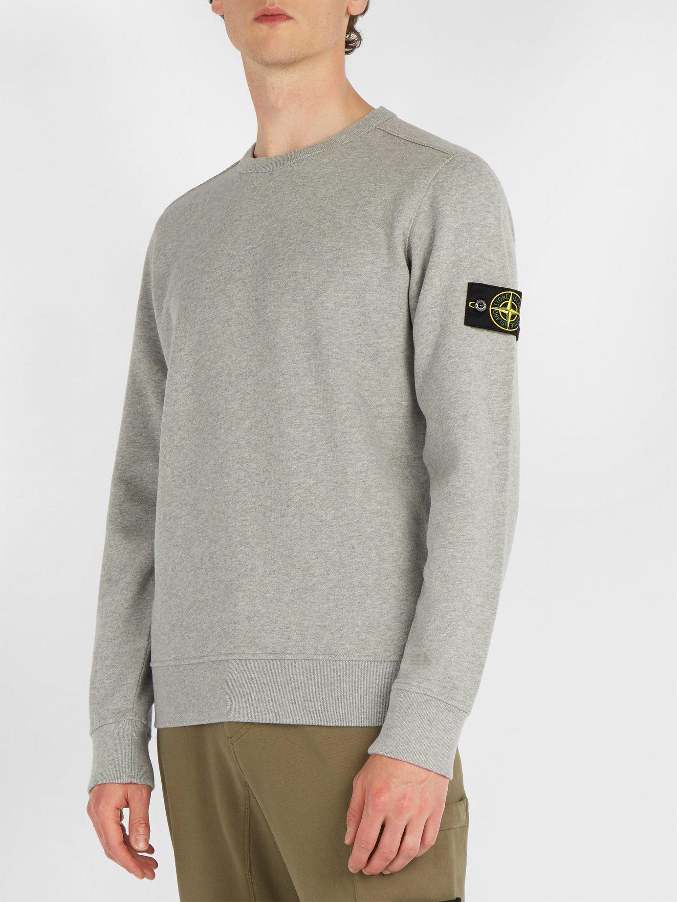 Stone Island Cotton-jersey Sweatshirt in Grey (Gray) for Men - Lyst