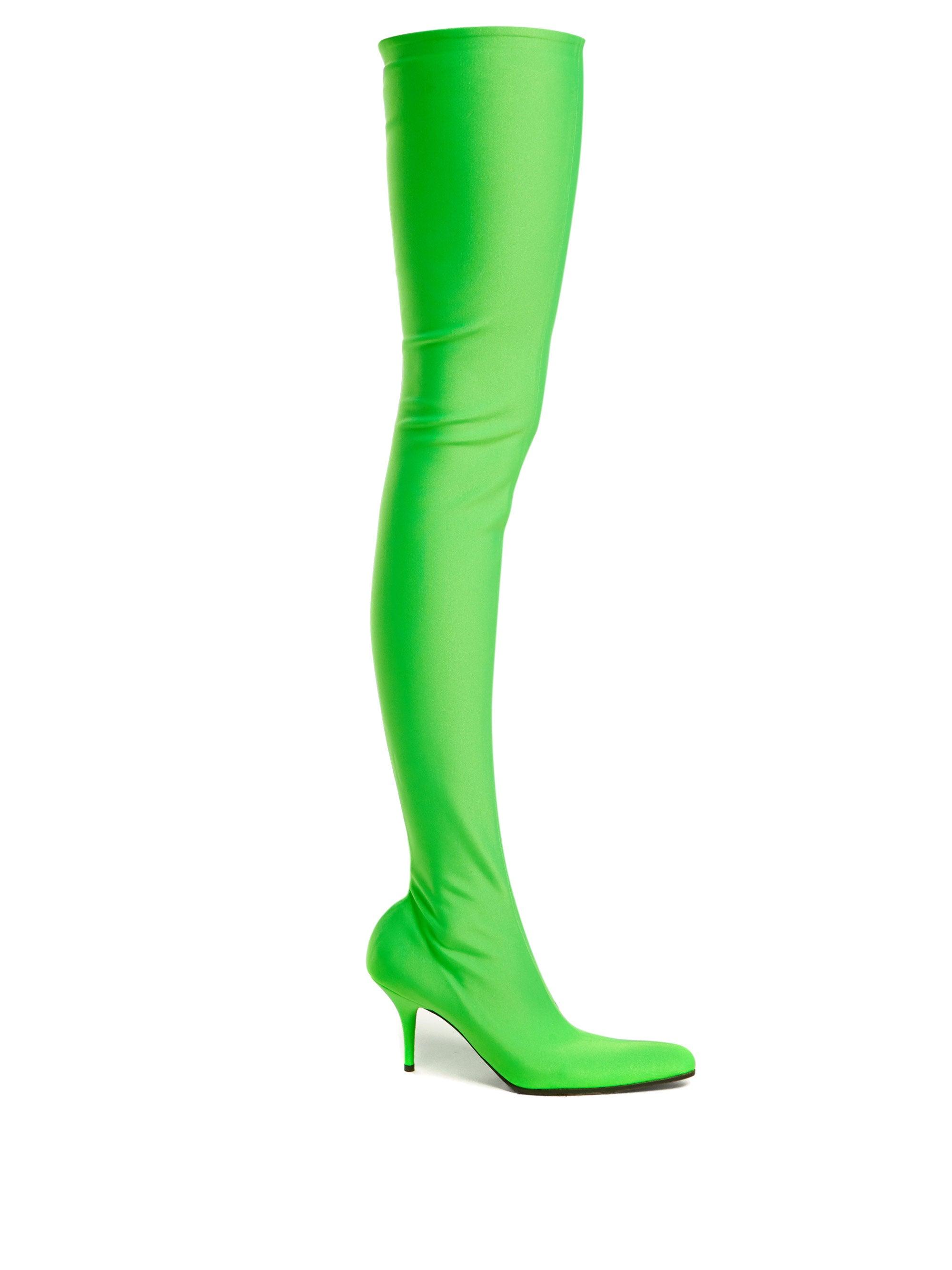 Balenciaga Over-the-knee Sock Boots in Green | Lyst