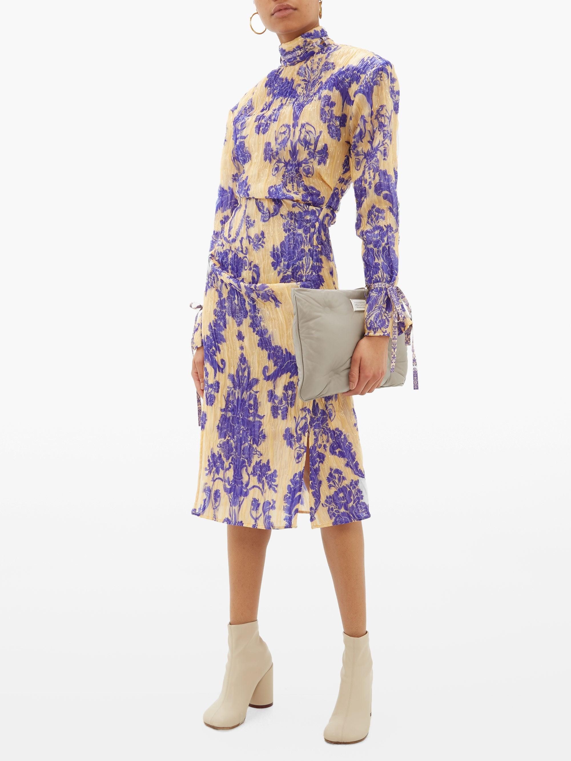 Acne Studios Deera Floral-print Silk-blend Dress in Blue | Lyst