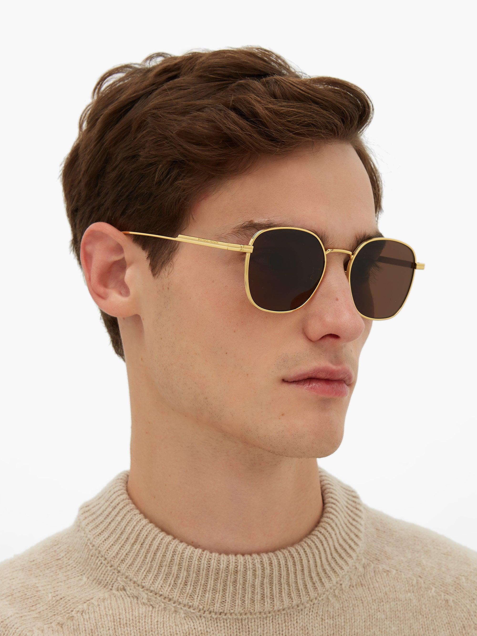Bottega Veneta Round Metal Sunglasses in Gold (Metallic) for Men - Lyst