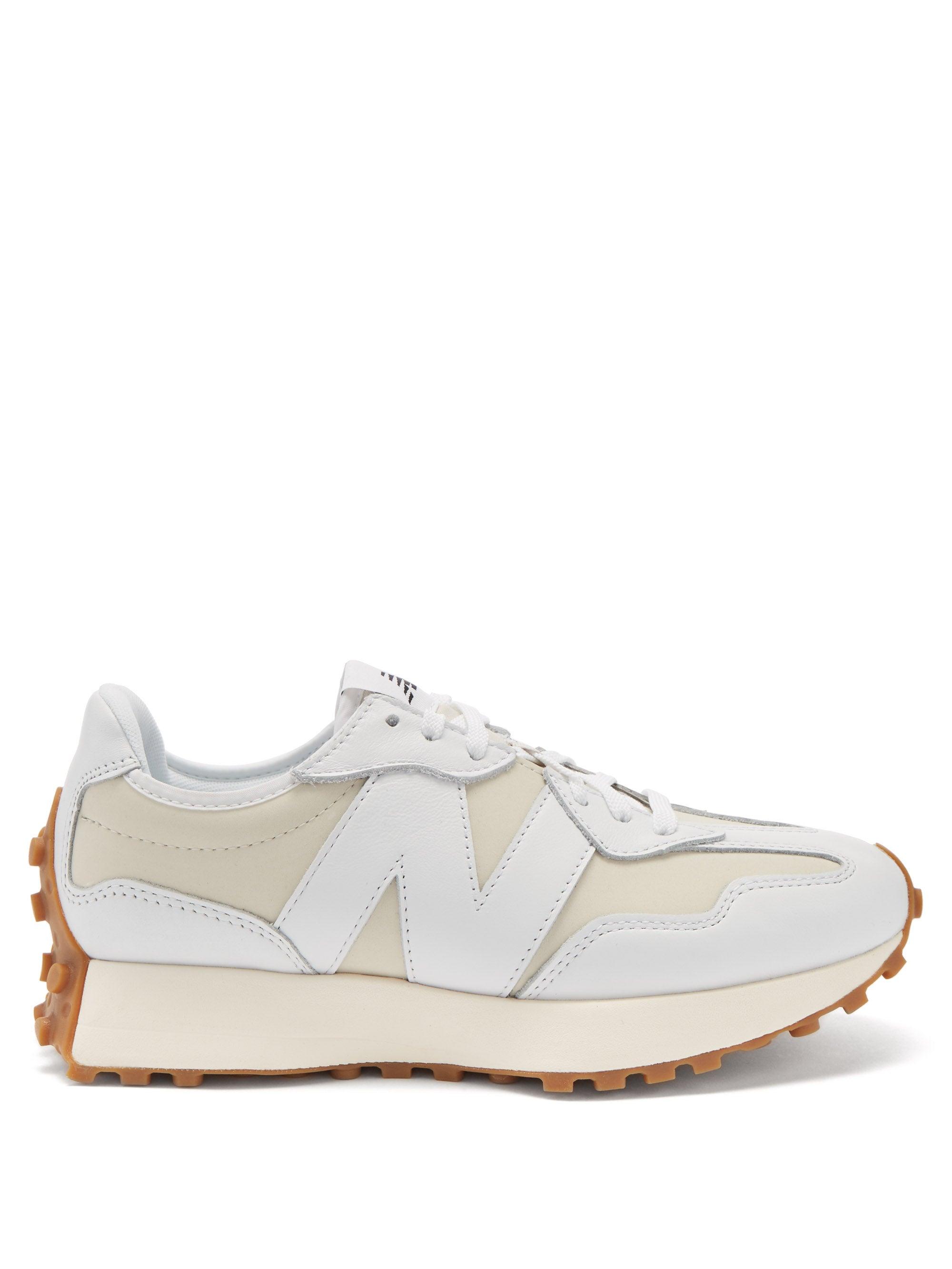 New Balance 327 Leather And Mesh Trainers in White | Lyst