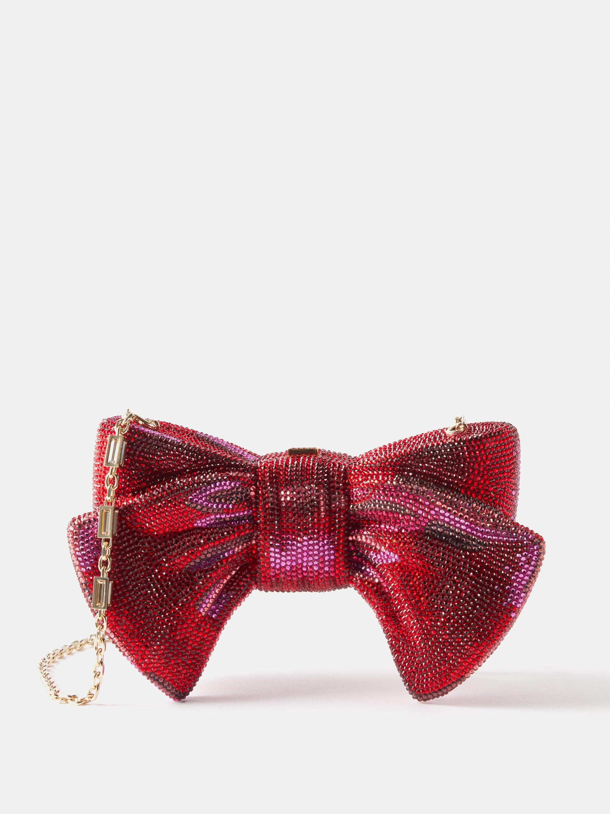 Judith Leiber Bow Just For You Crystal-embellished Clutch Bag in Red | Lyst