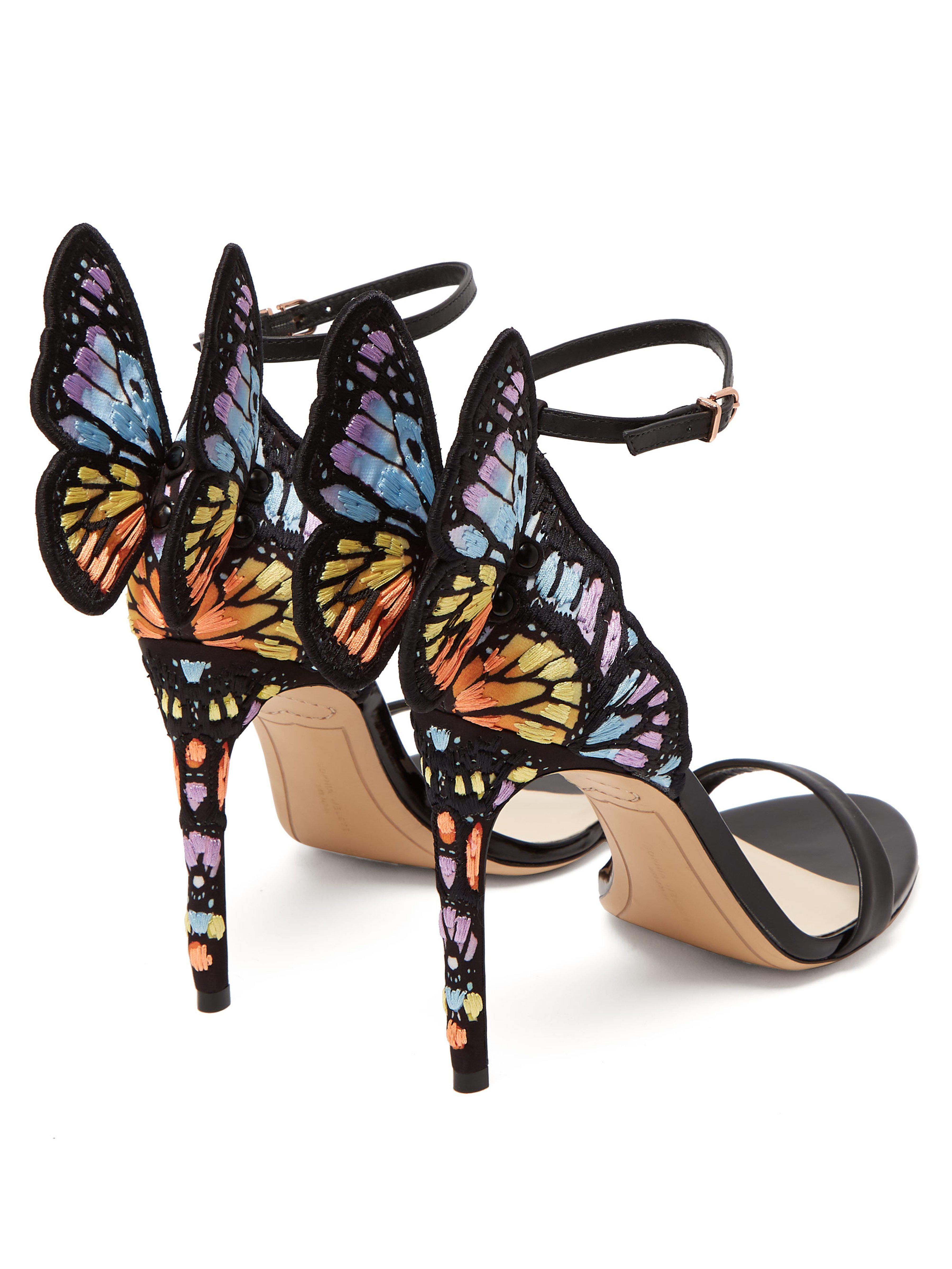 Sophia Webster Chiara Embroidered Satin Butterfly Sandals in Black | Lyst  Australia