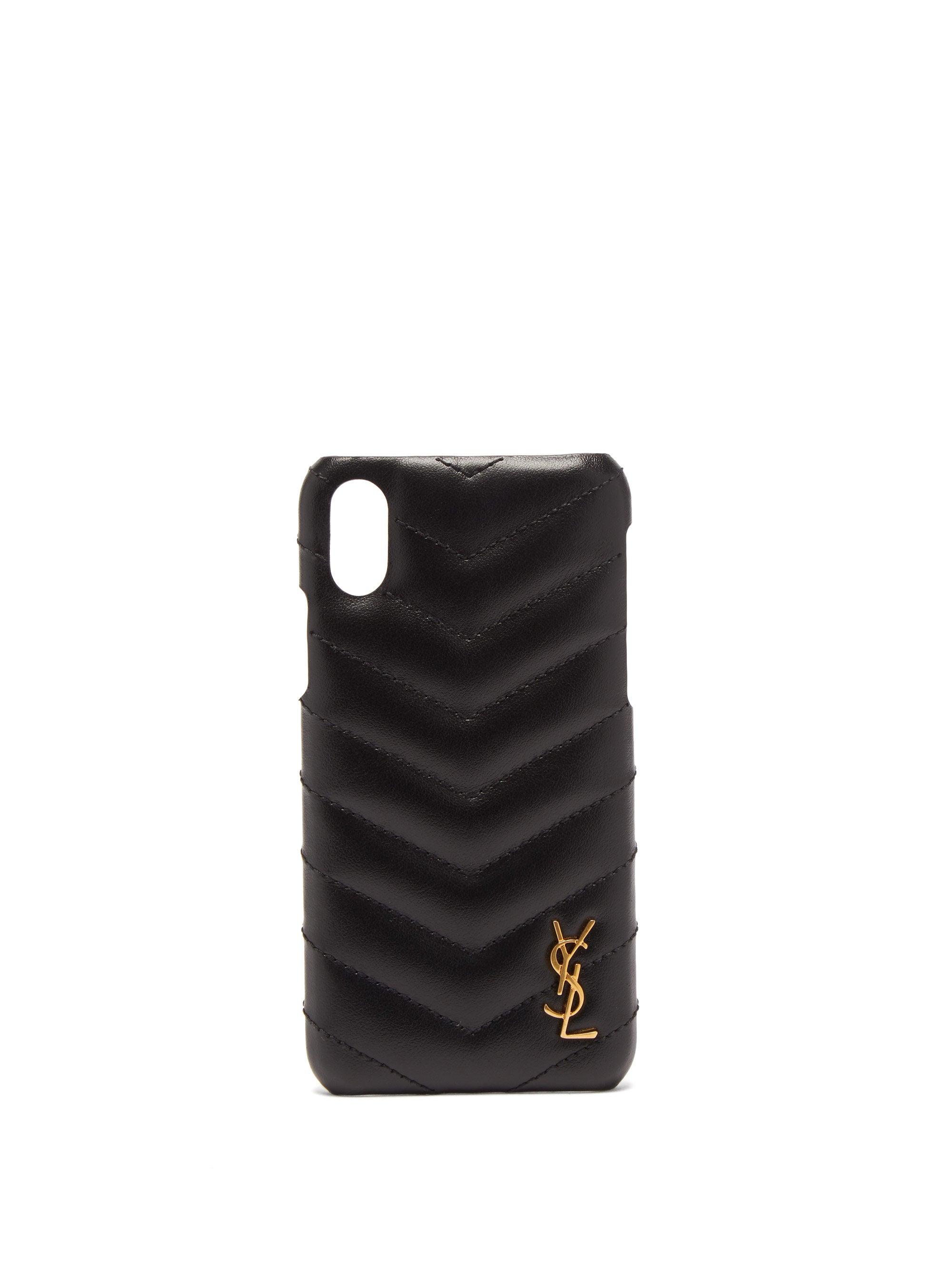 Coque en cuir matelassé à logo YSL pour iPhone® XS Saint Laurent en coloris  Noir | Lyst