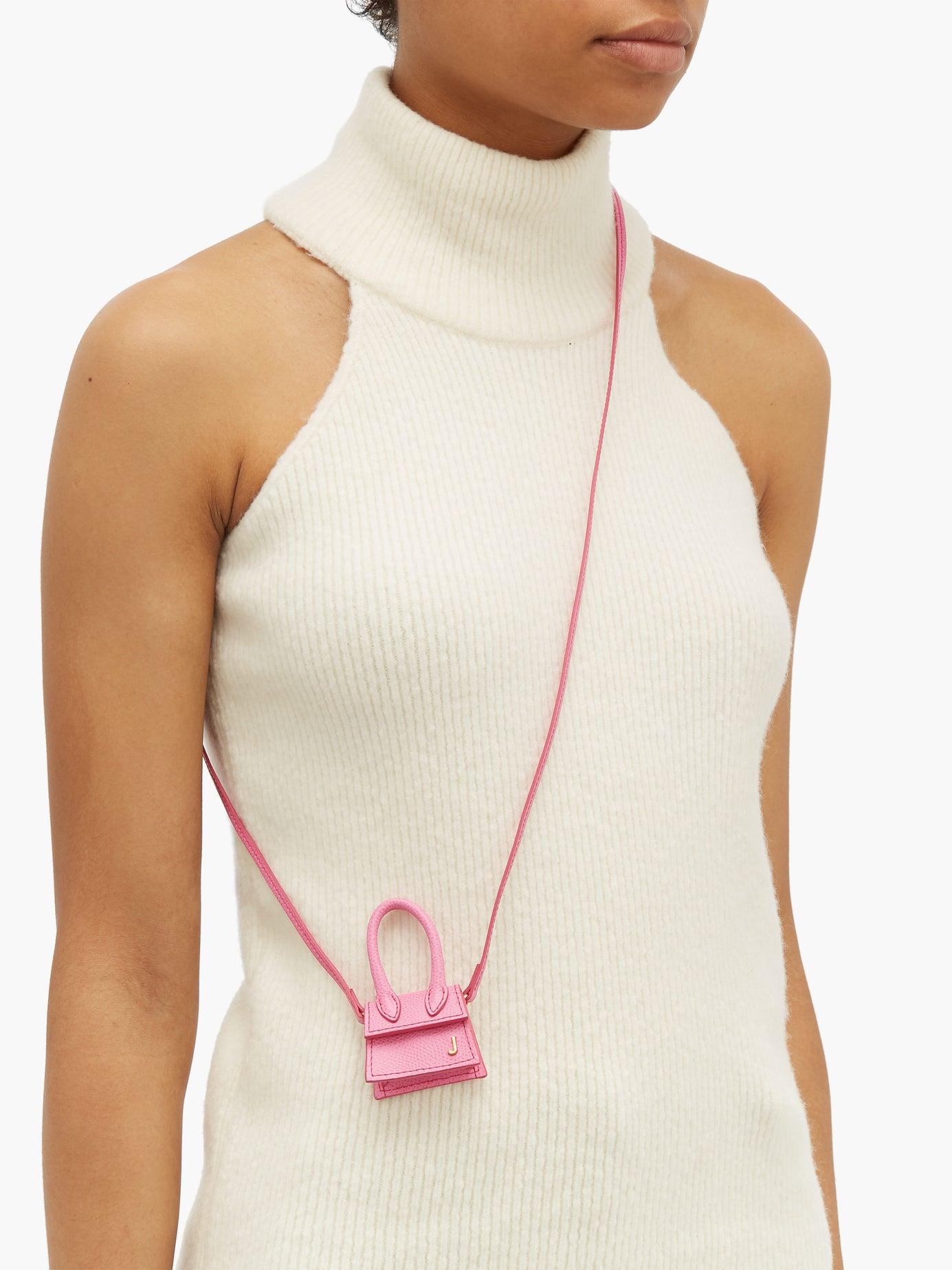 Jacquemus Le Chiquito Micro Grained Leather Cross Body Bag in Pink