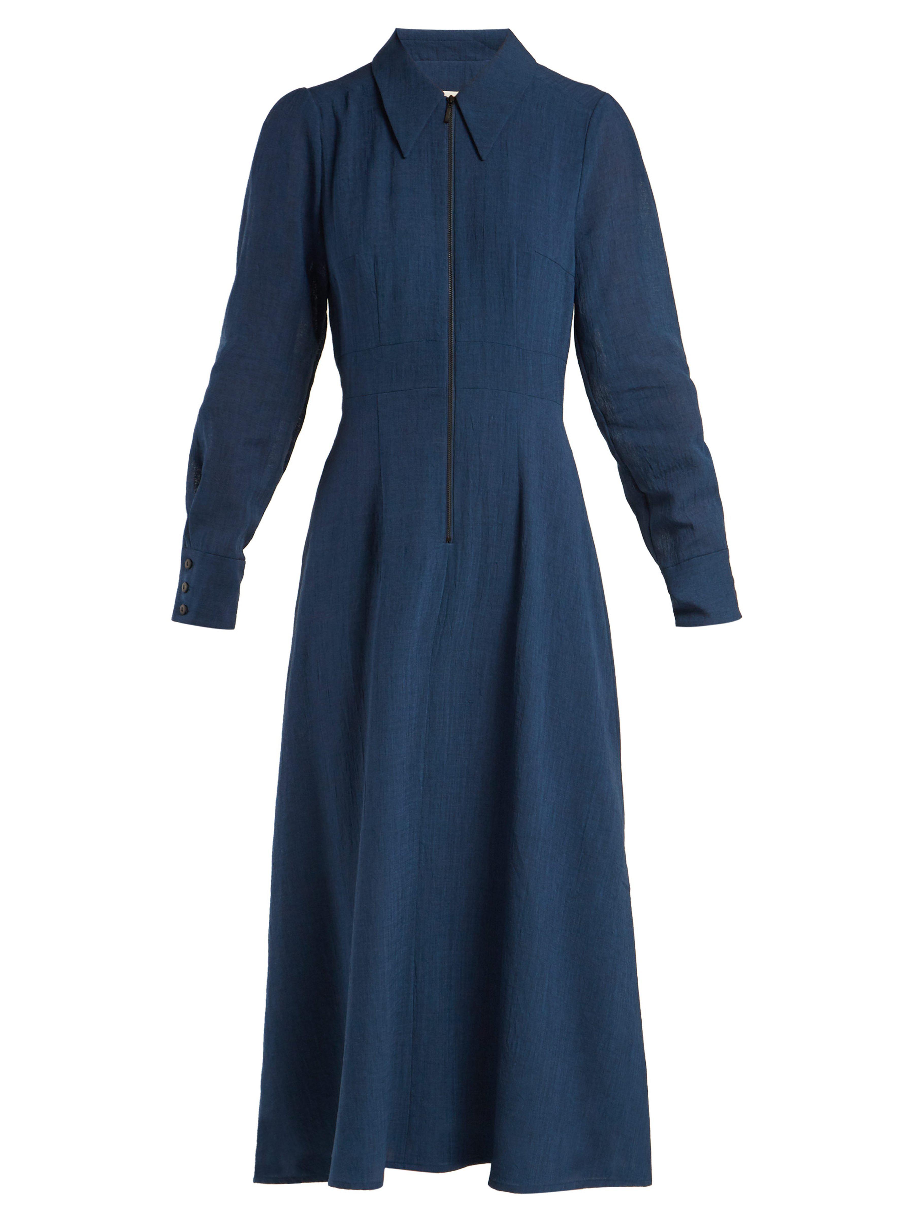 Cefinn Zip Front Voile Dress in Blue - Lyst