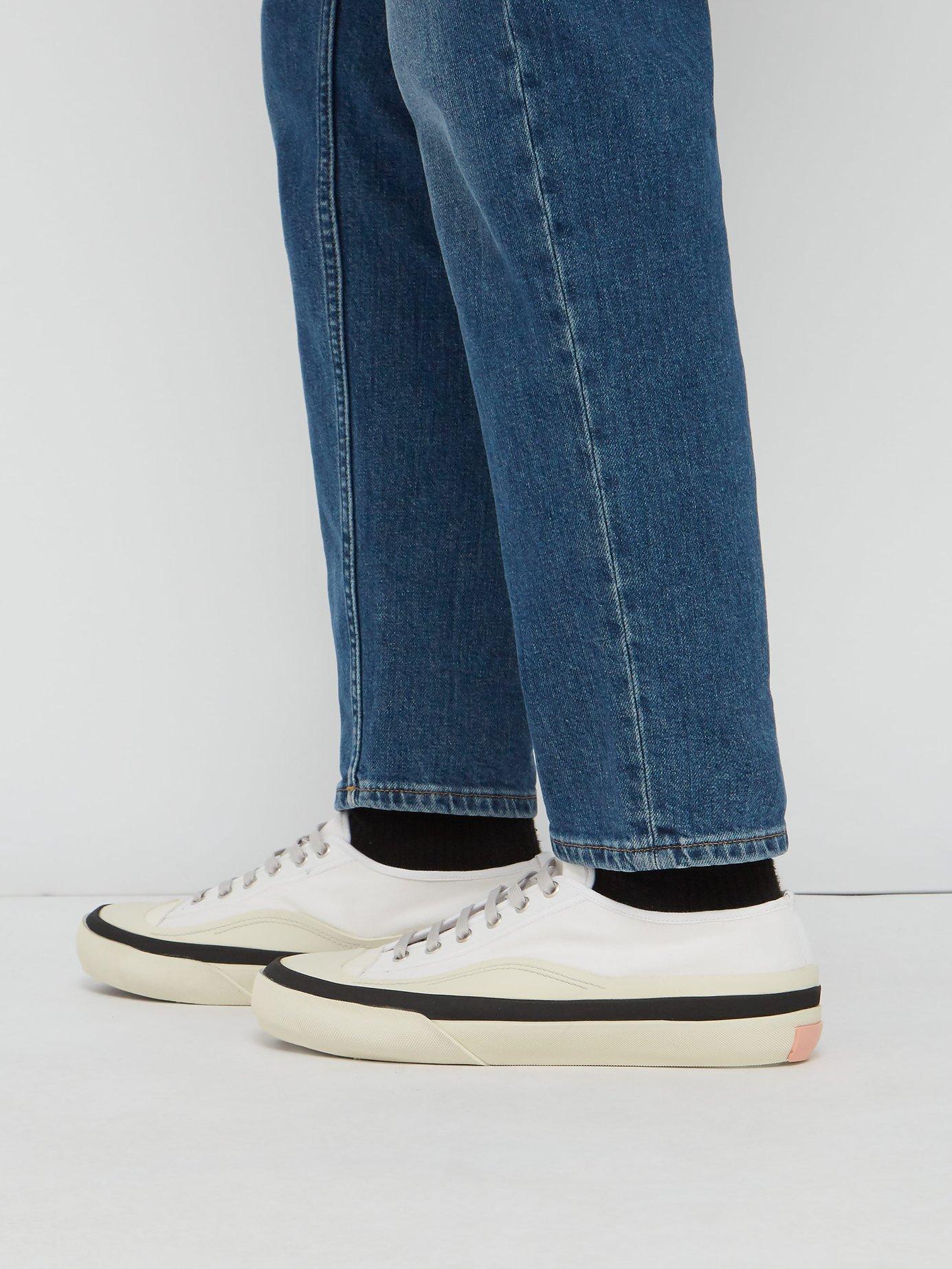 Acne Studios Blå Konst Cotton Canvas Trainers in White for