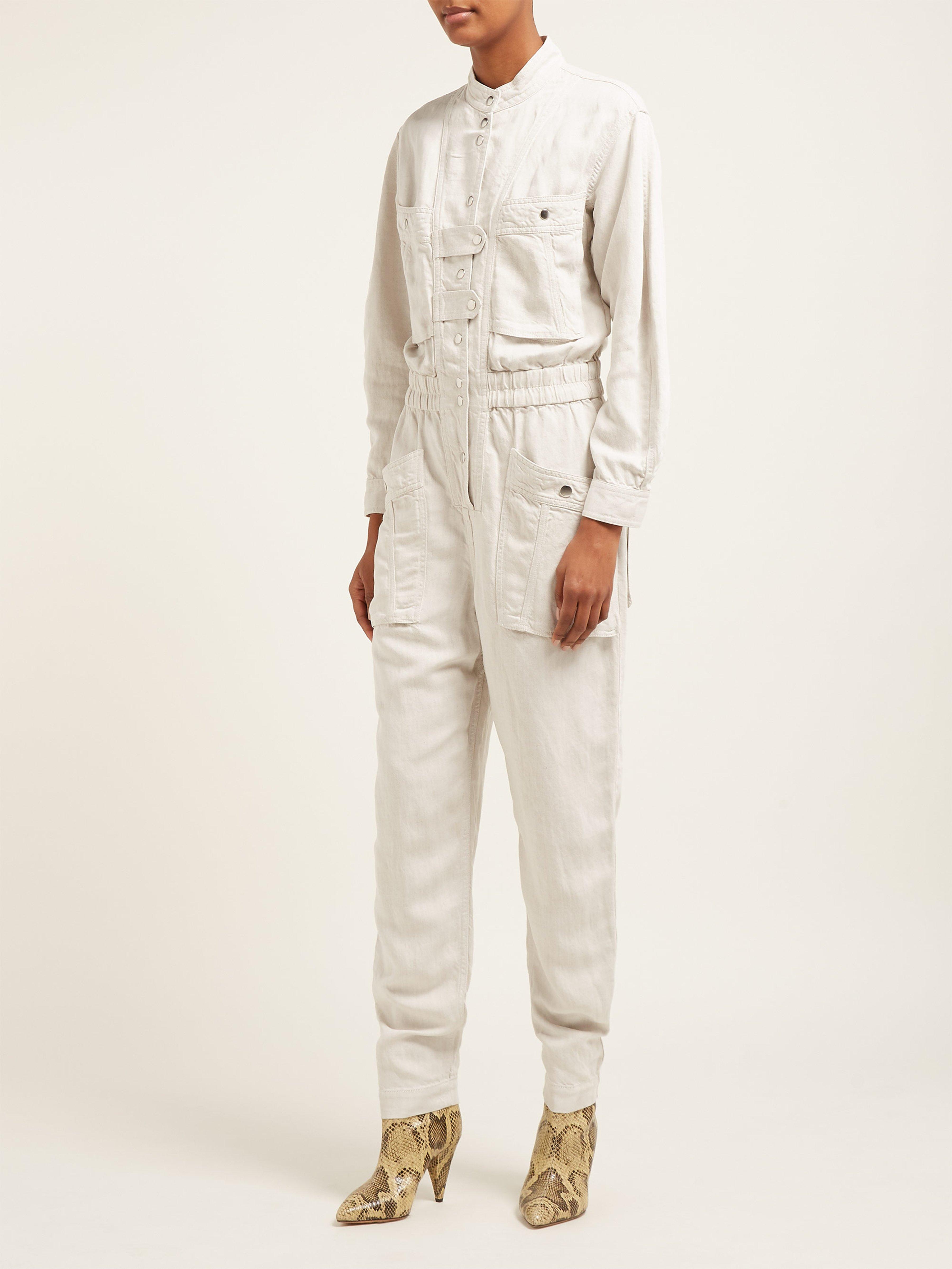 Étoile Isabel Marant Lashay Linen Blend Jumpsuit in White | Lyst Australia